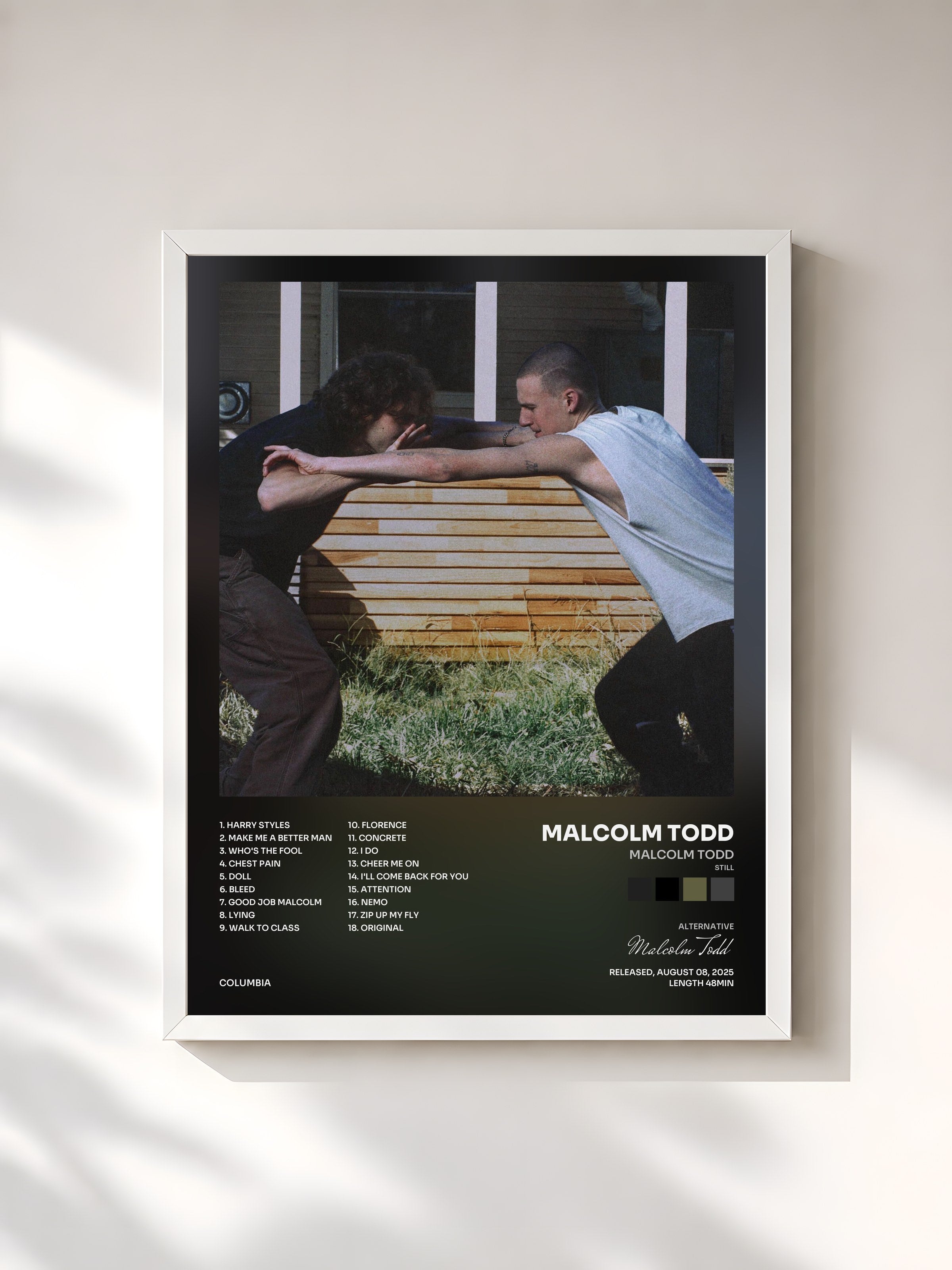 #blanc Tableau de l'album Malcolm Todd (still) de Malcolm Todd, cadre blanc, imprimé et encadré en France