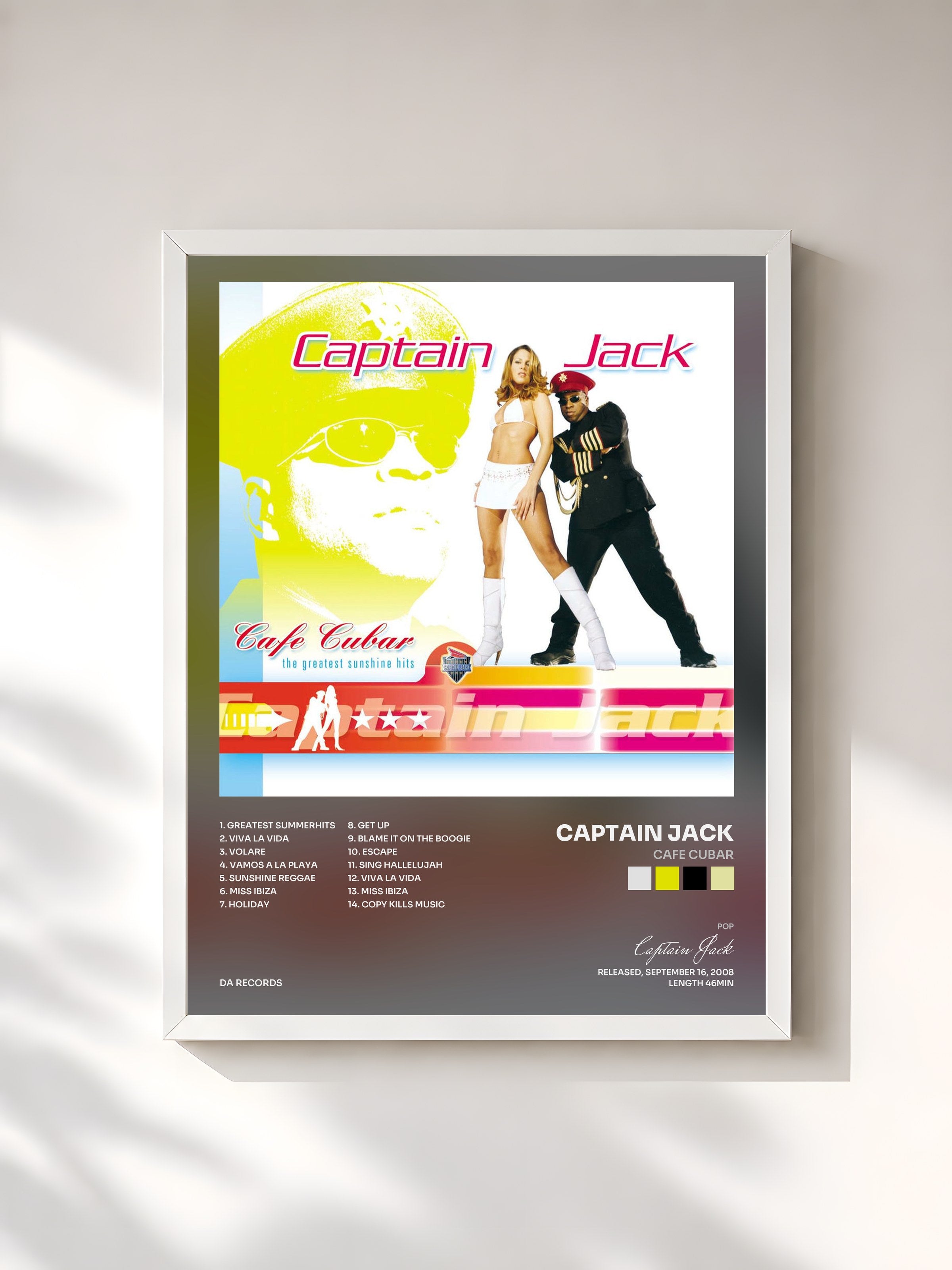 #blanc Tableau de l'album Cafe Cubar de Captain Jack, cadre blanc, imprimé et encadré en France