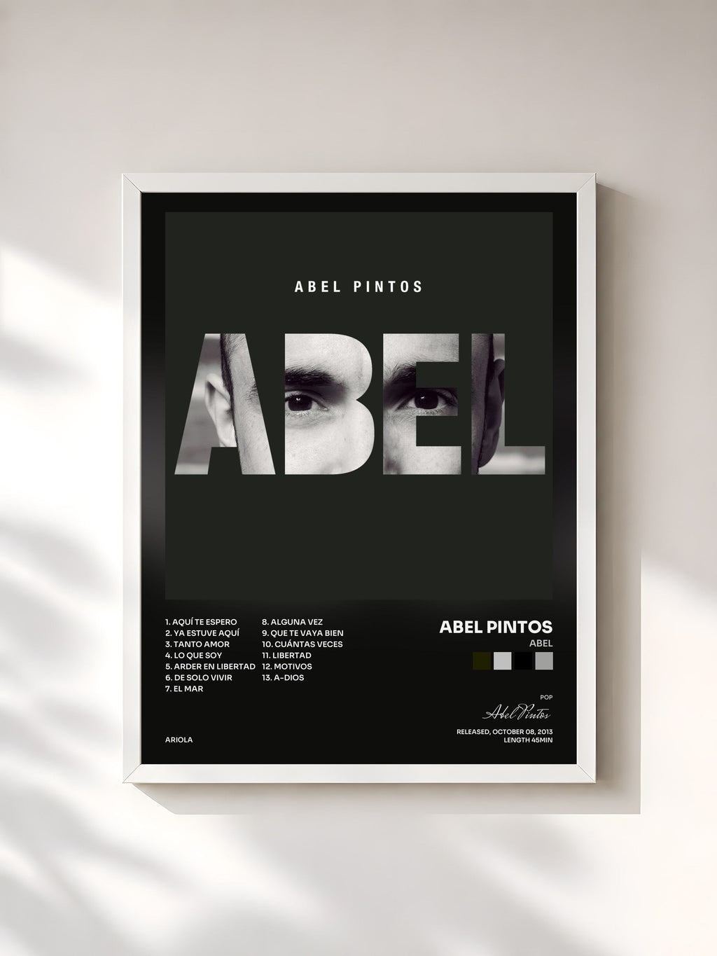 #blanc Abel by Abel Pintos as a framed art print, white frame, printed and framed in France