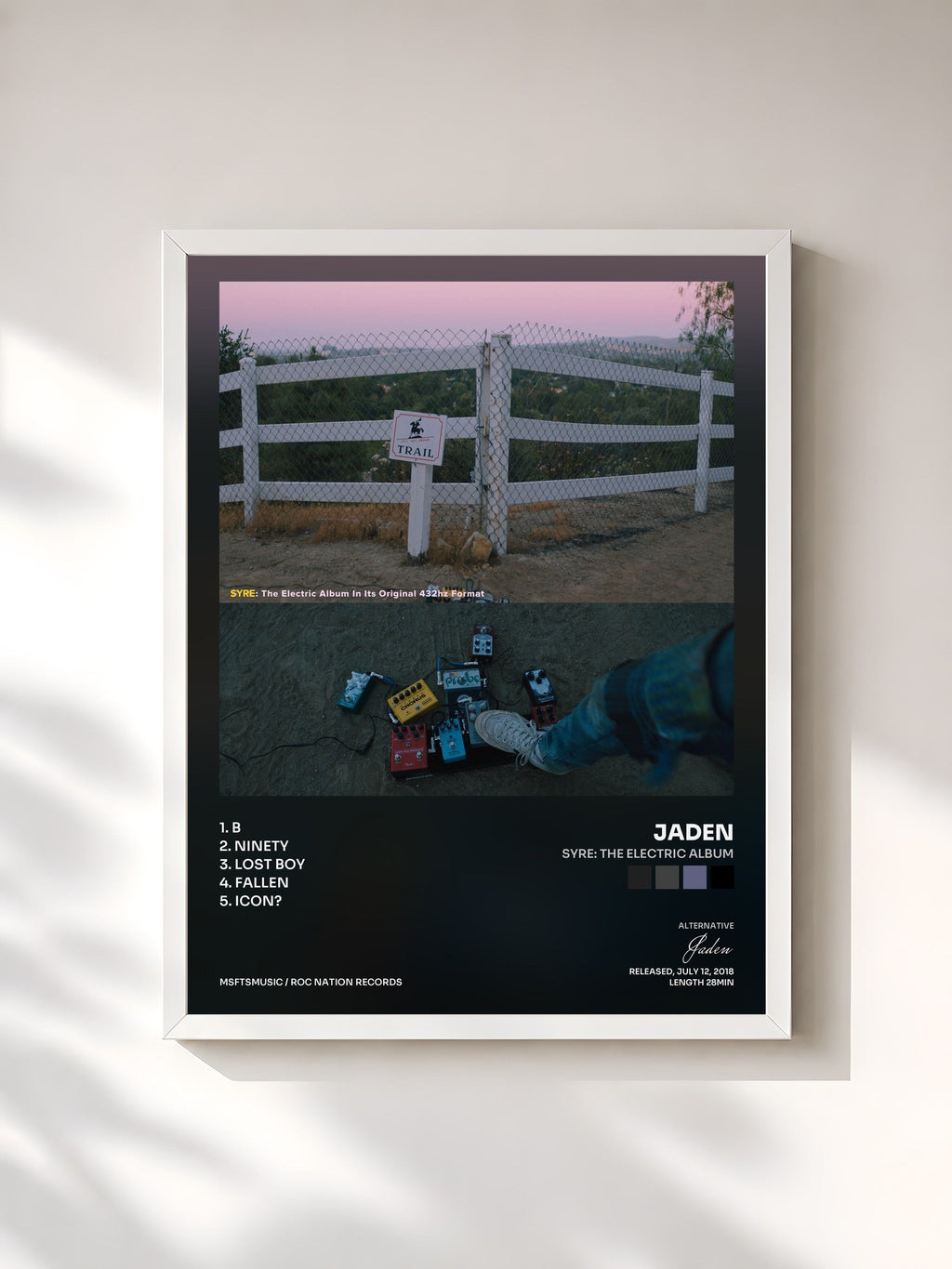 #blanc SYRE: THE ELECTRIC ALBUM by Jaden as a framed art print, white frame, printed and framed in France