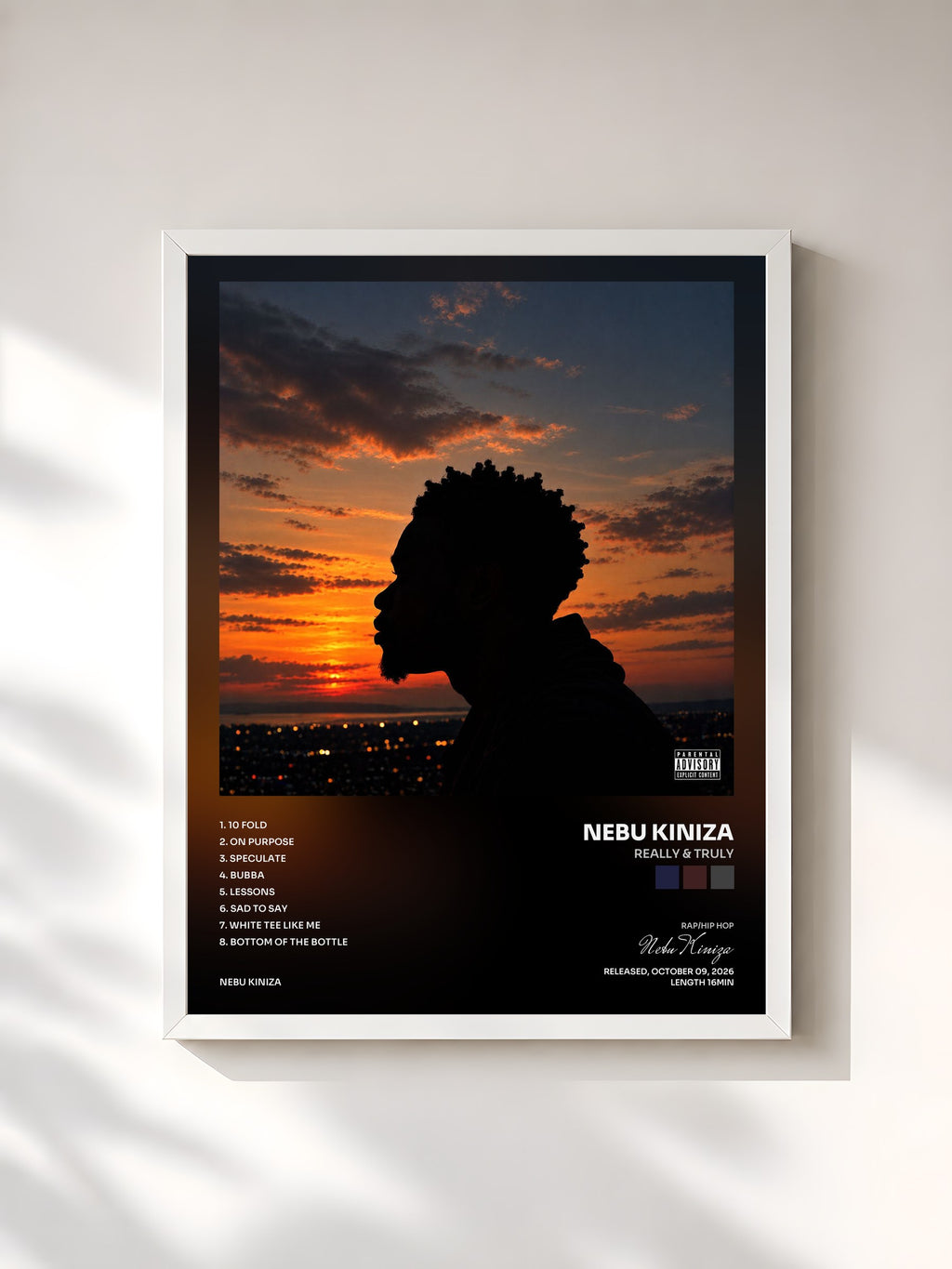 #blanc Tableau de l'album Really & Truly de Nebu Kiniza, cadre blanc, imprimé et encadré en France