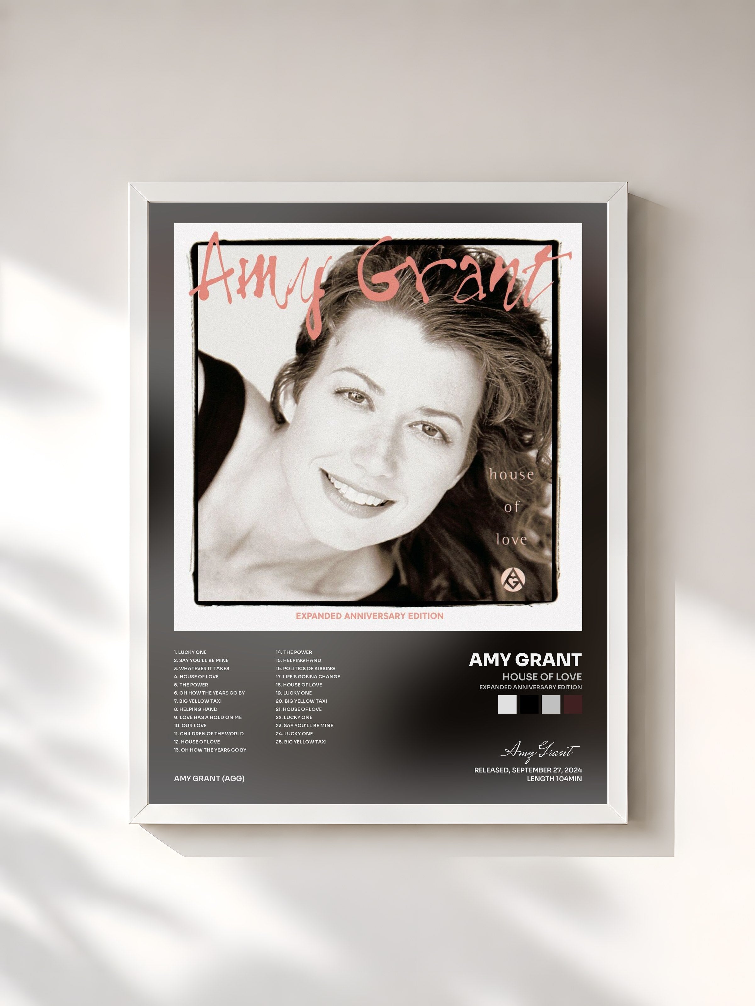 #blanc Tableau de l'album House Of Love (Expanded Anniversary Edition) de Amy Grant, cadre blanc, imprimé et encadré en France