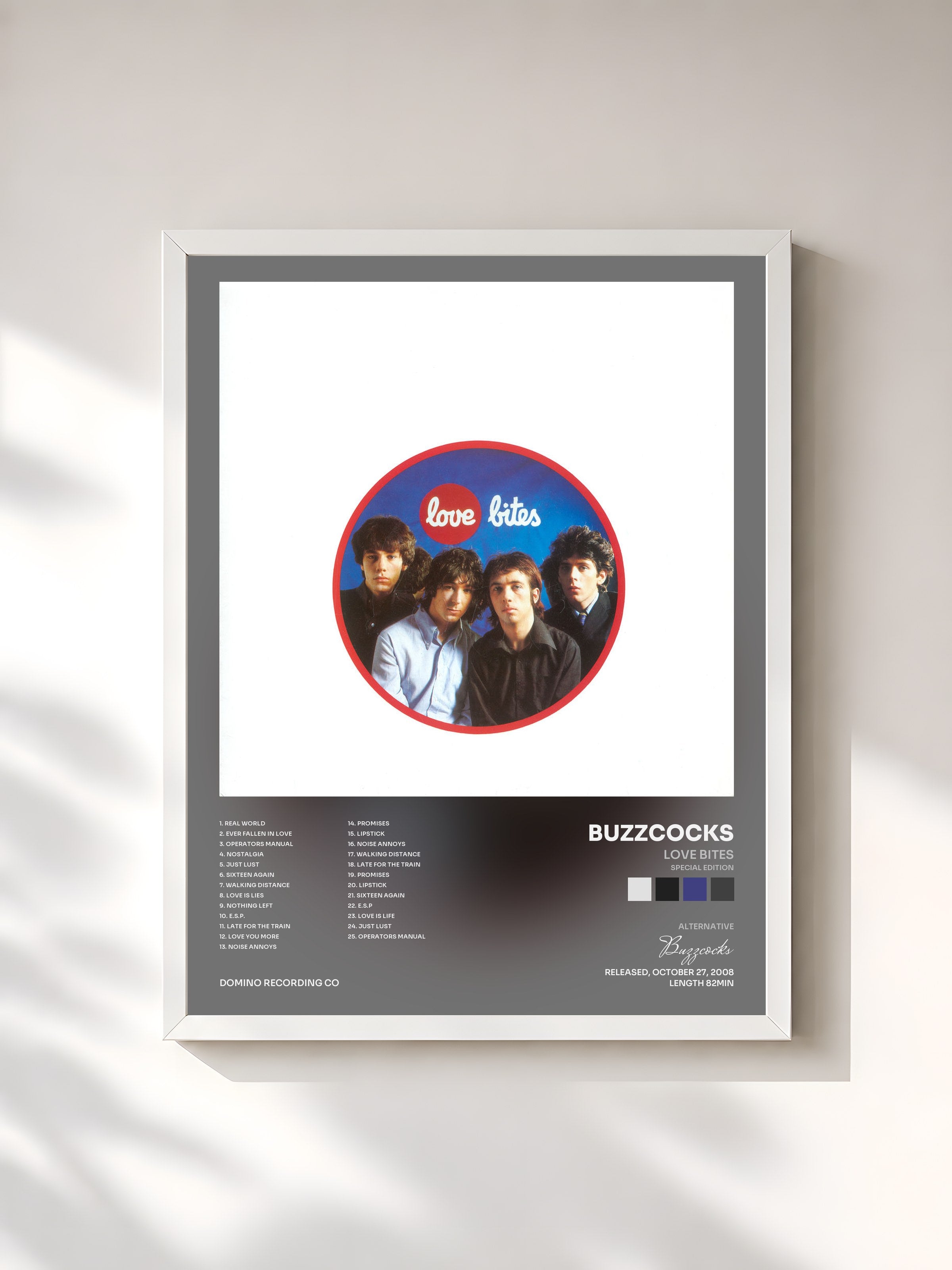 #blanc Tableau de l'album Love Bites (Special Edition) de Buzzcocks, cadre blanc, imprimé et encadré en France