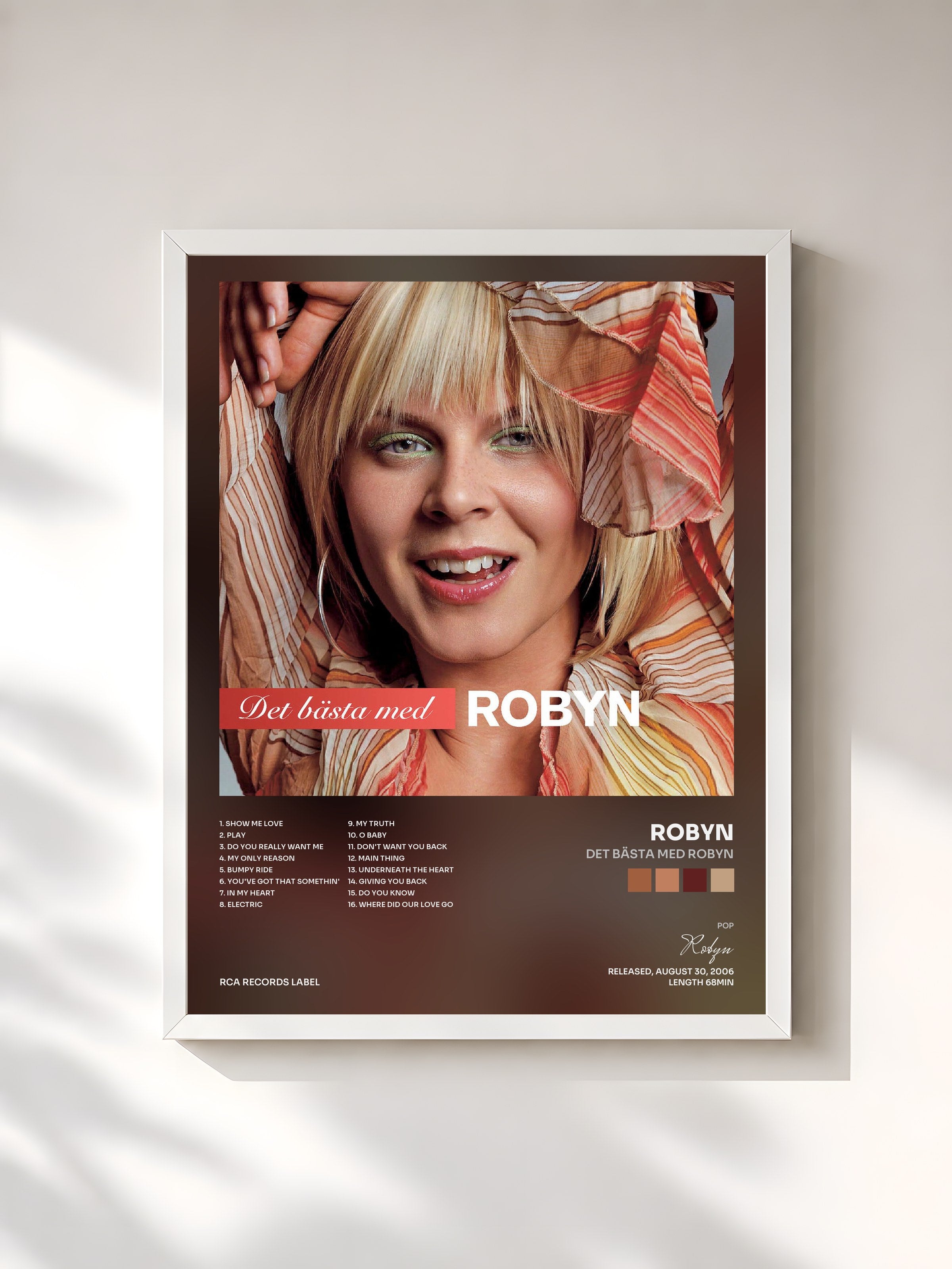 #blanc Tableau de l'album Det Bästa Med Robyn de Robyn, cadre blanc, imprimé et encadré en France