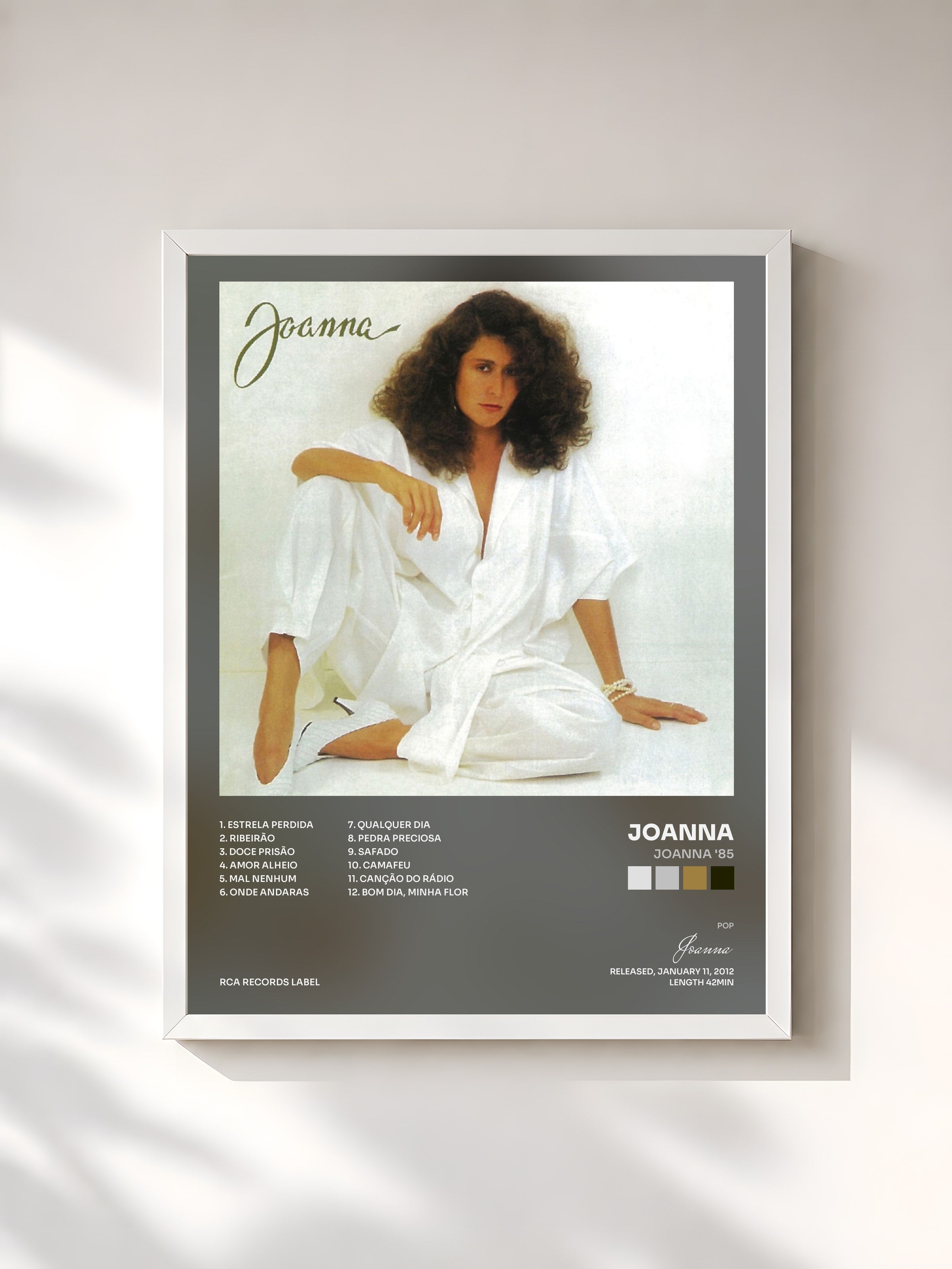 #blanc Tableau de l'album Joanna '85 de Joanna, cadre blanc, imprimé et encadré en France