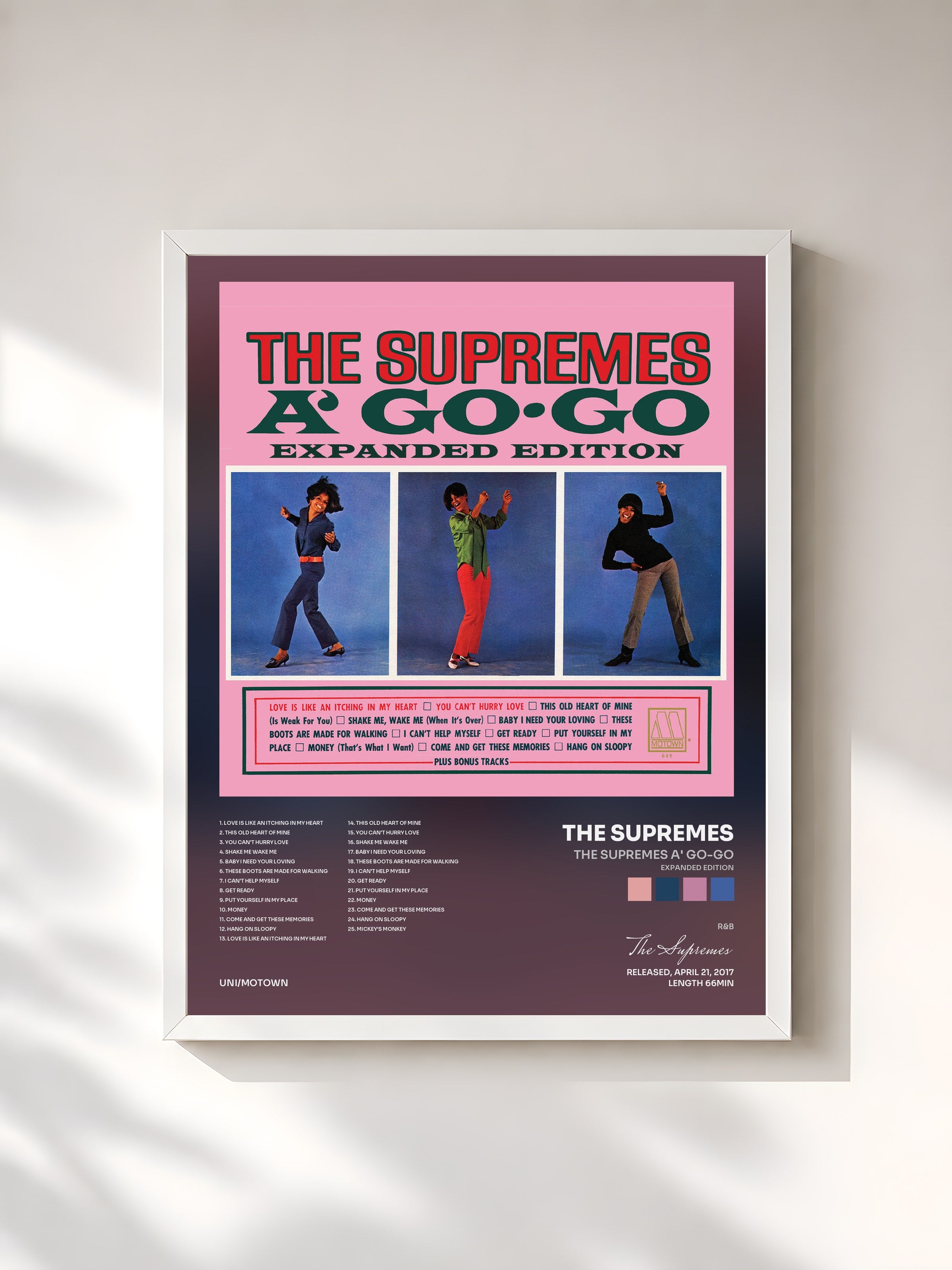 #blanc Tableau de l'album The Supremes A' Go-Go (Expanded Edition) de The Supremes, cadre blanc, imprimé et encadré en France