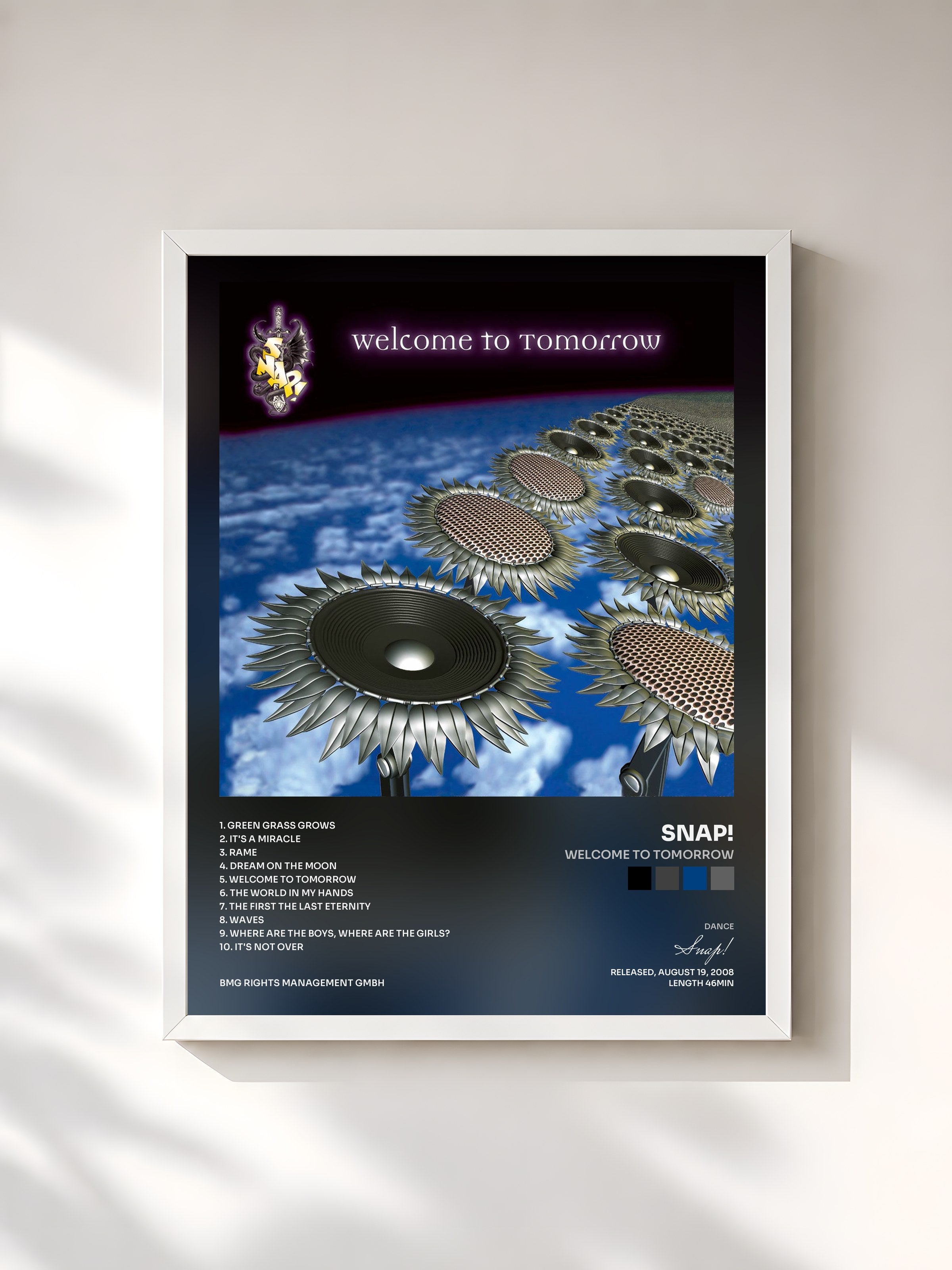 #blanc Tableau de l'album Welcome to Tomorrow de Snap!, cadre blanc, imprimé et encadré en France