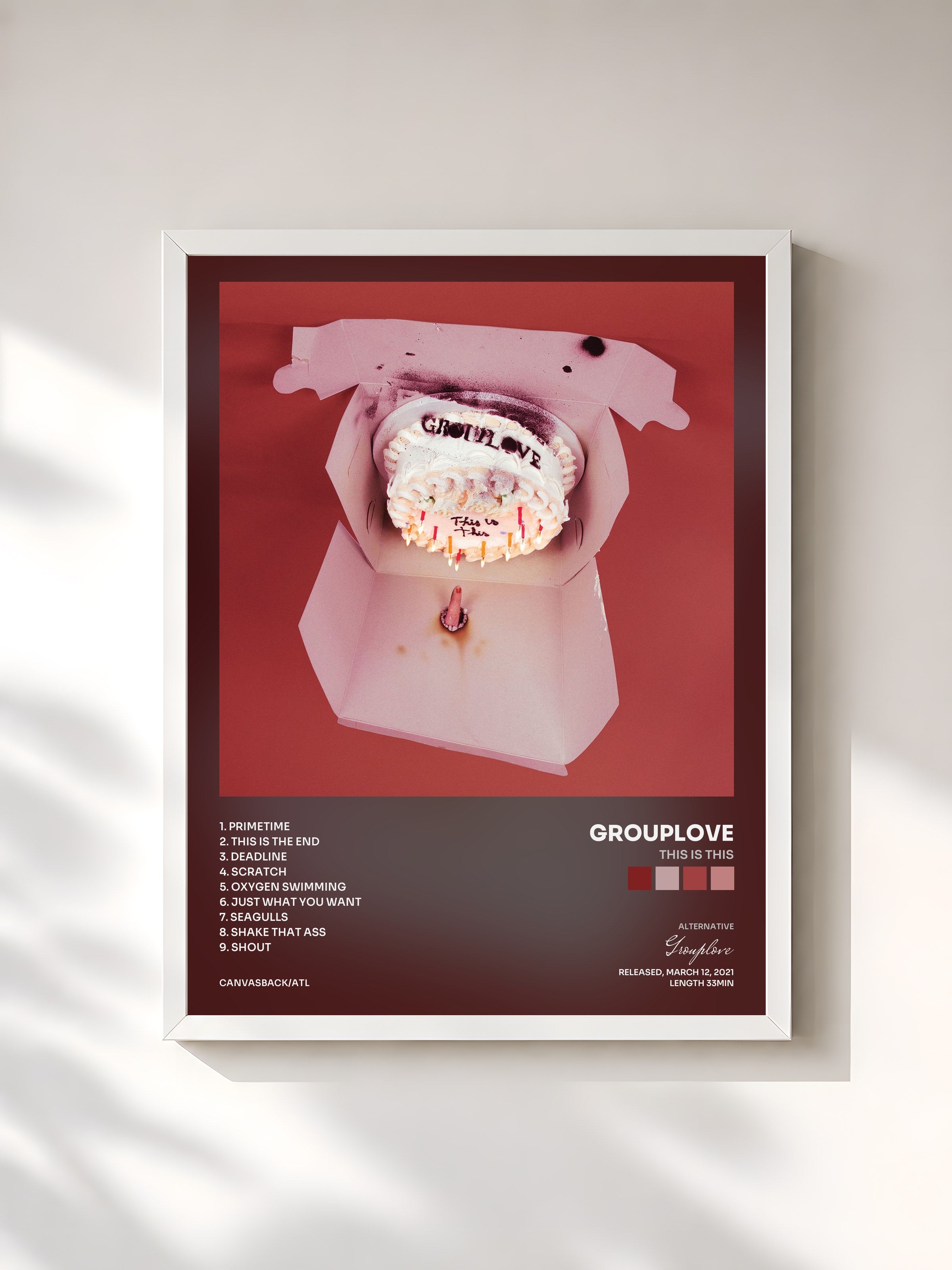 #blanc Tableau de l'album This Is This de Grouplove, cadre blanc, imprimé et encadré en France
