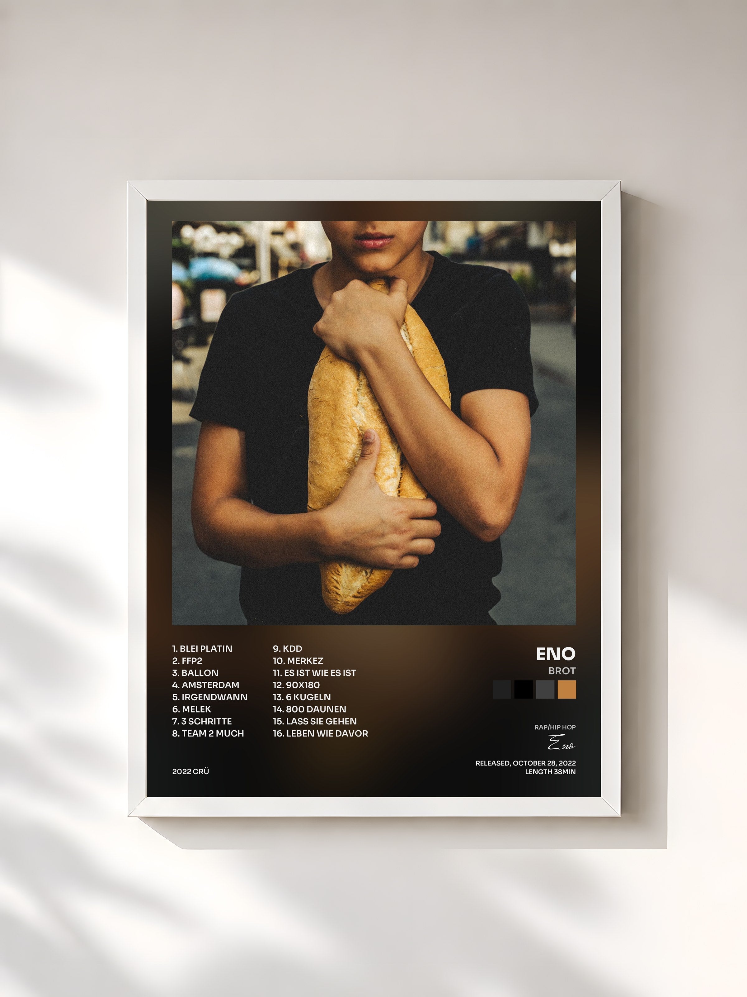 #blanc Tableau de l'album Brot de Eno, cadre blanc, imprimé et encadré en France