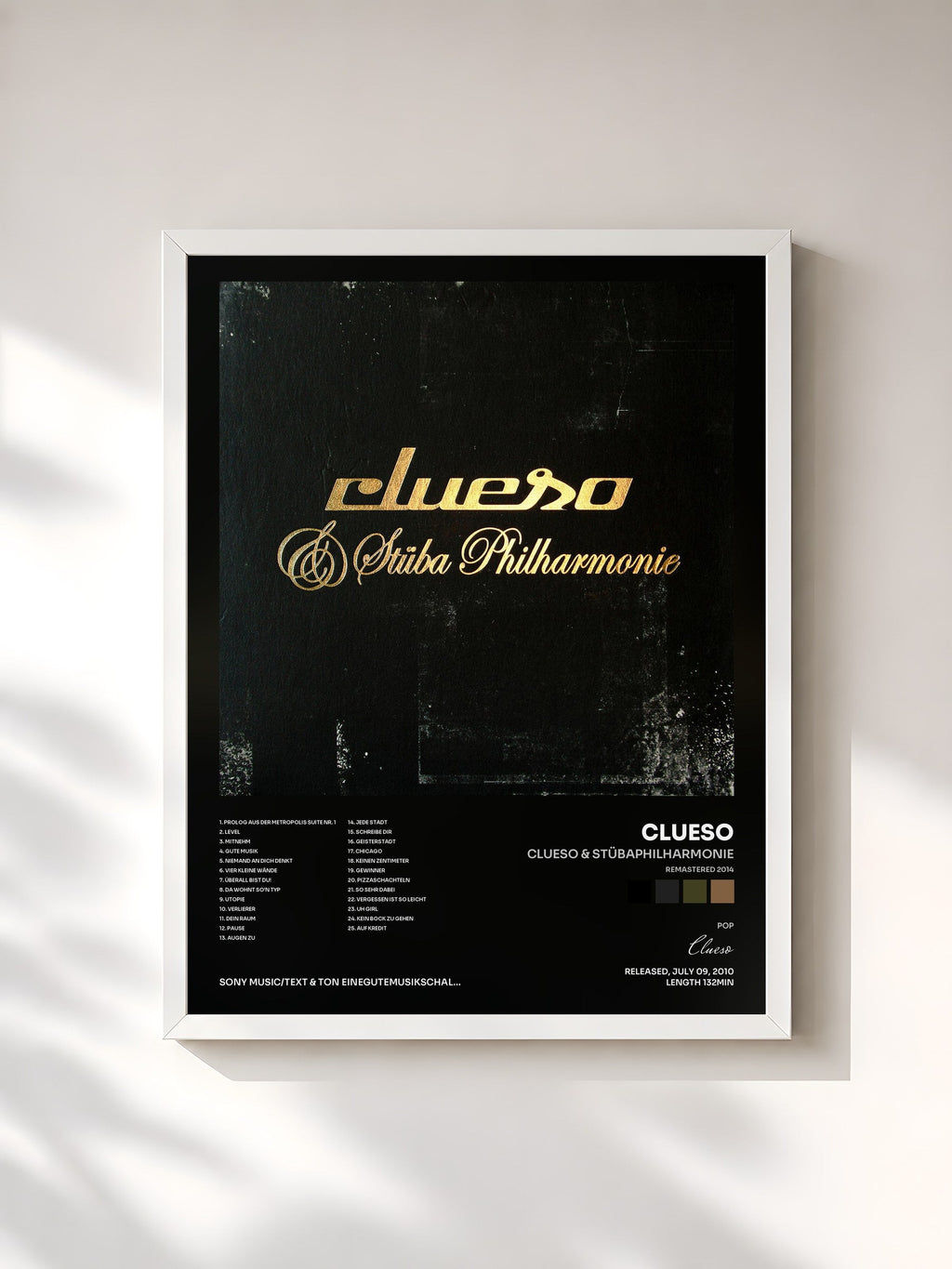 #blanc Tableau de l'album Clueso & STÜBAphilharmonie (Remastered 2014) de Clueso, cadre blanc, imprimé et encadré en France