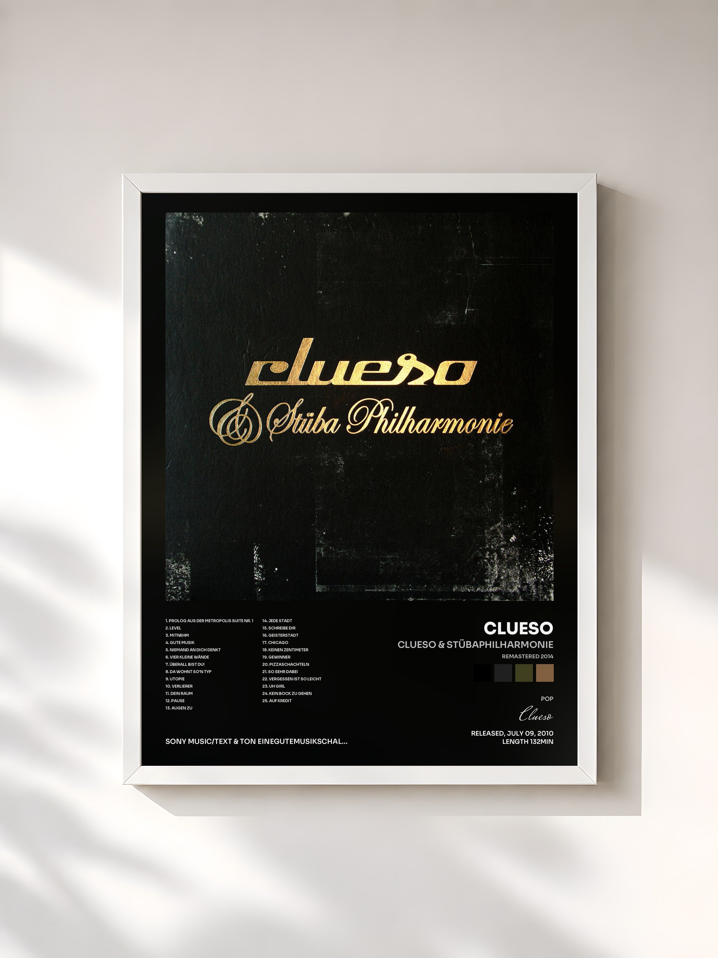#blanc Tableau de l'album Clueso & STÜBAphilharmonie (Remastered 2014) de Clueso, cadre blanc, imprimé et encadré en France