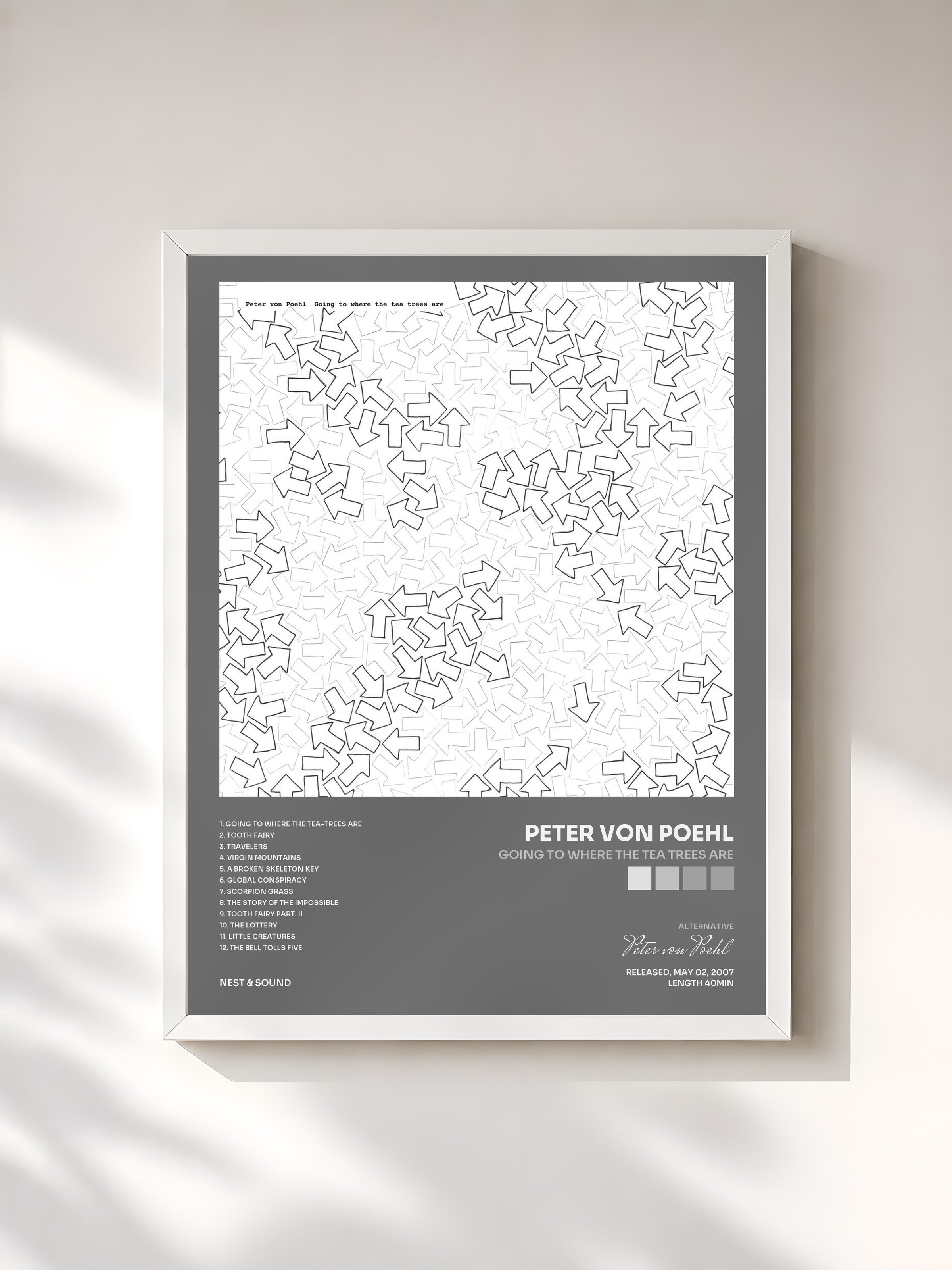 #blanc Tableau de l'album Going To Where The Tea Trees Are de Peter von Poehl, cadre blanc, imprimé et encadré en France