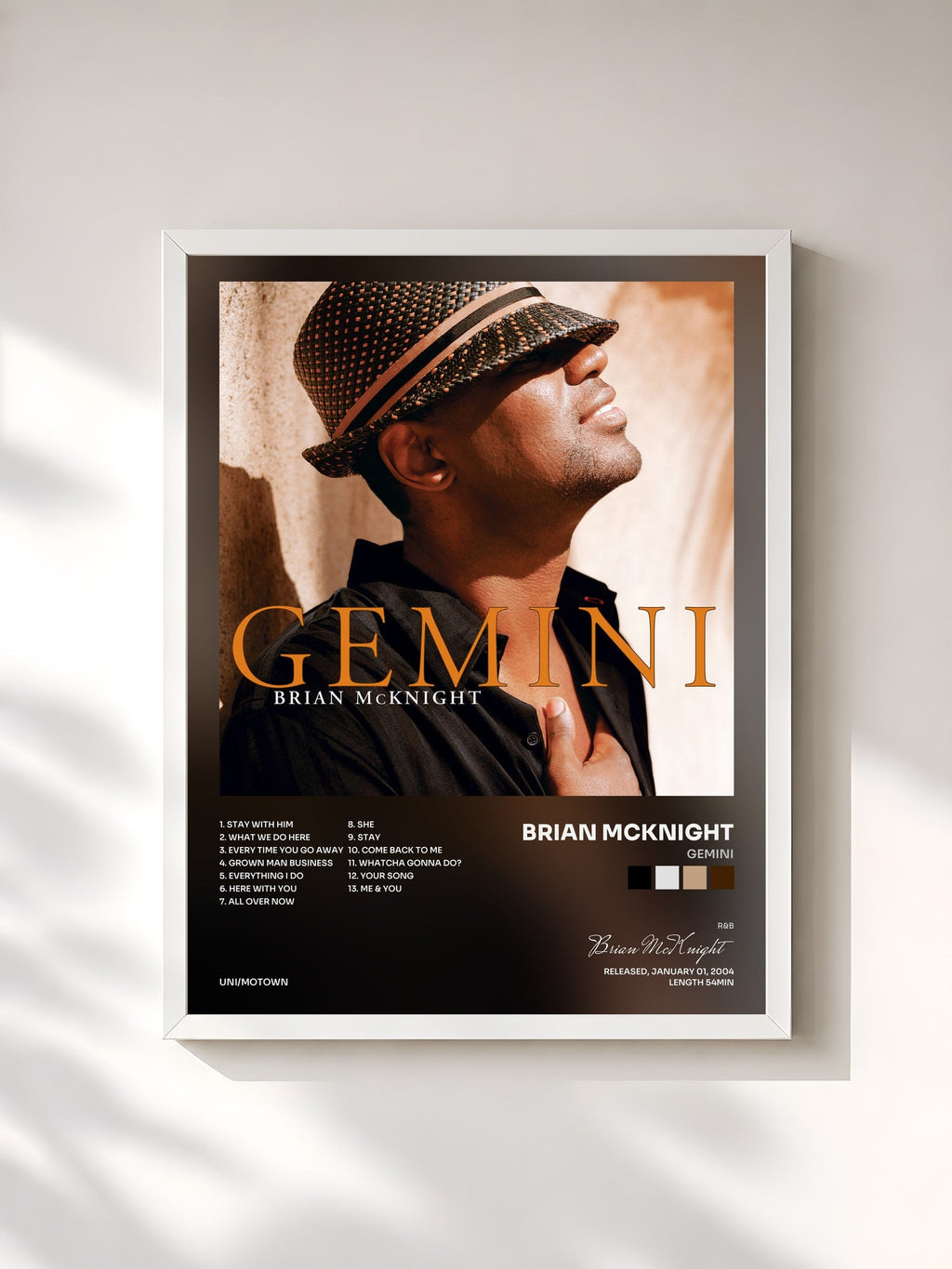 #blanc Gemini di Brian McKnight in stampa incorniciata, cornice bianca, stampata e incorniciata in Francia