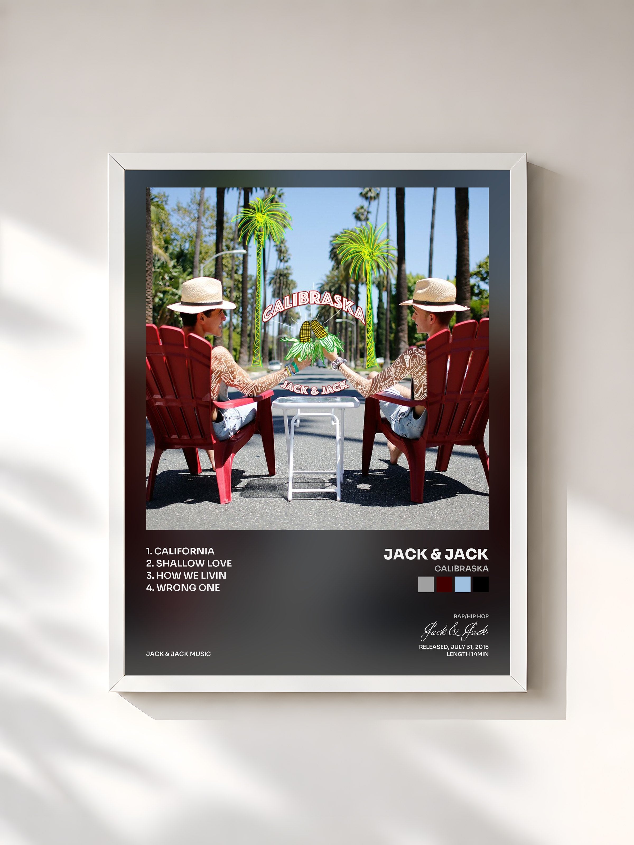#blanc Tableau de l'album Calibraska de Jack & Jack, cadre blanc, imprimé et encadré en France