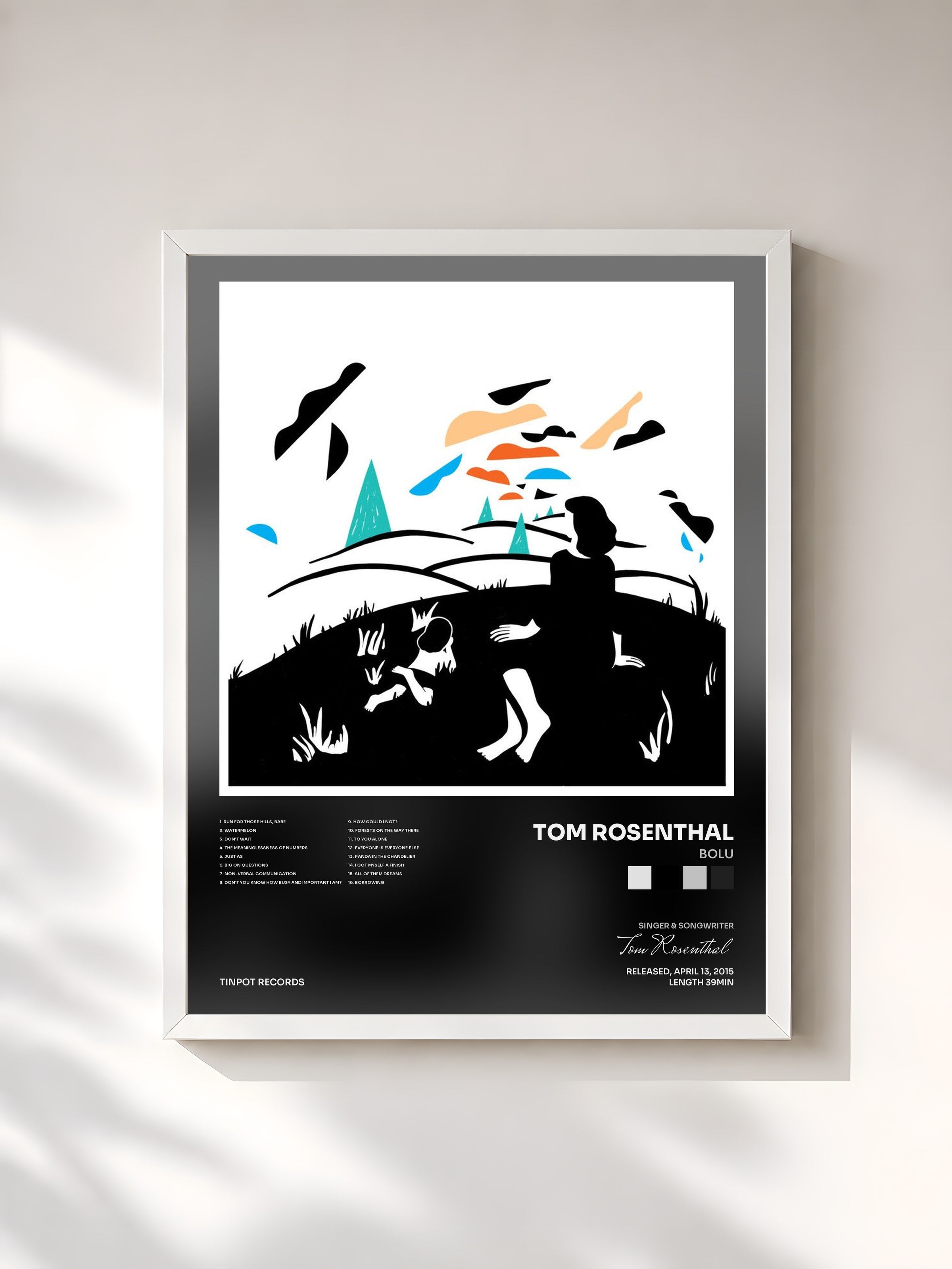 #blanc Tableau de l'album Bolu de Tom Rosenthal, cadre blanc, imprimé et encadré en France