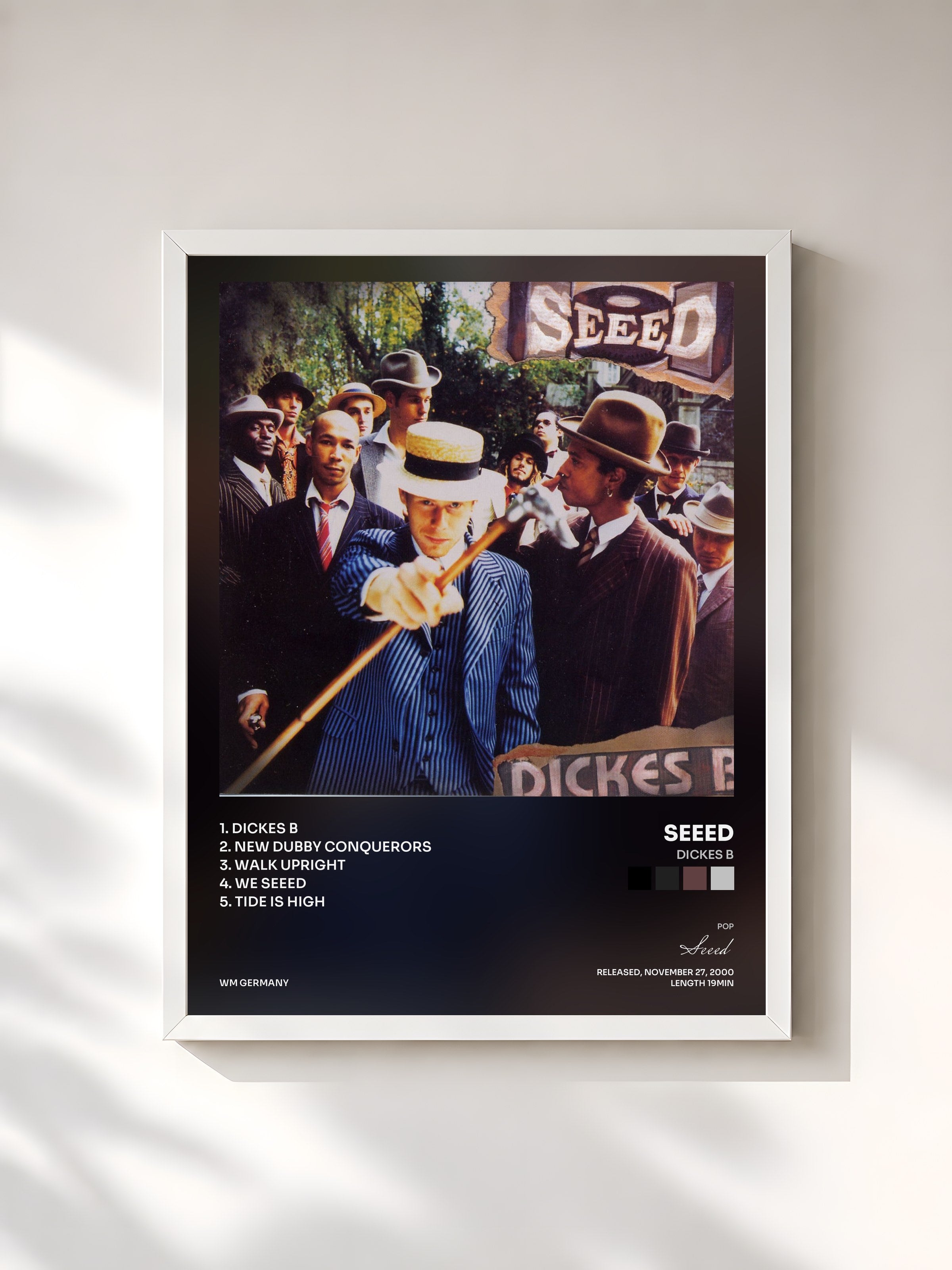 #blanc Tableau de l'album Dickes B de Seeed, cadre blanc, imprimé et encadré en France