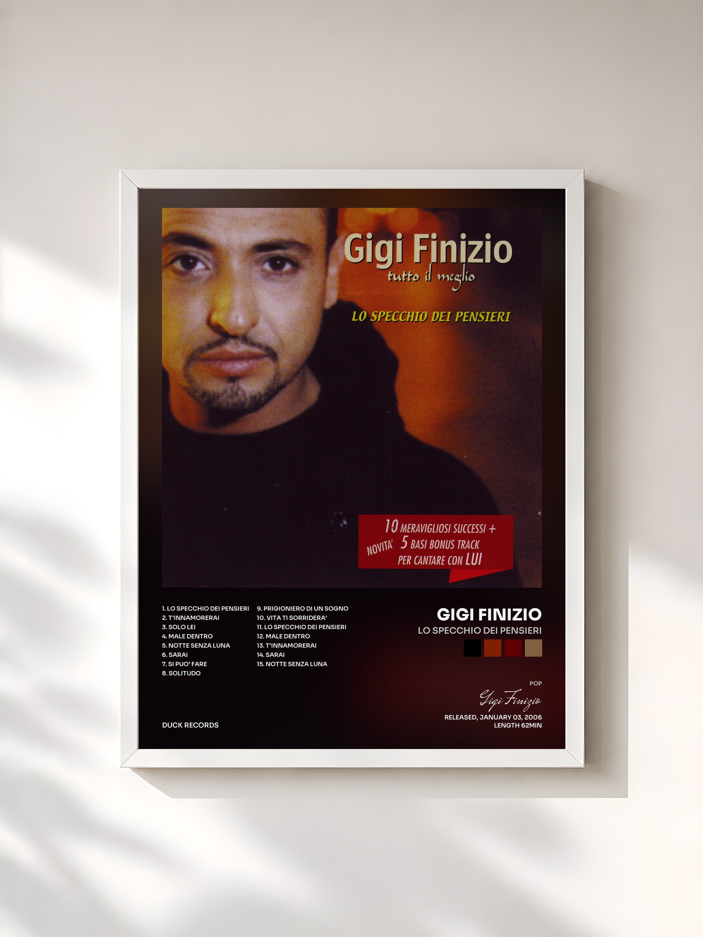 #blanc Tableau de l'album Lo Specchio Dei Pensieri de Gigi Finizio, cadre blanc, imprimé et encadré en France