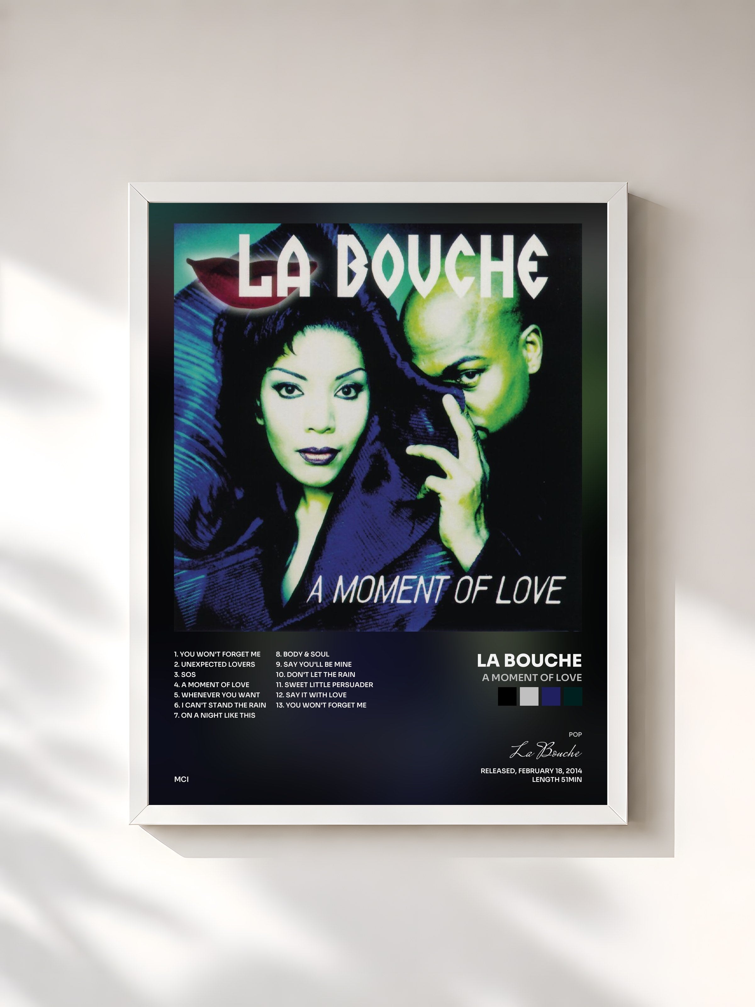 #blanc Tableau de l'album A Moment Of Love de La Bouche, cadre blanc, imprimé et encadré en France