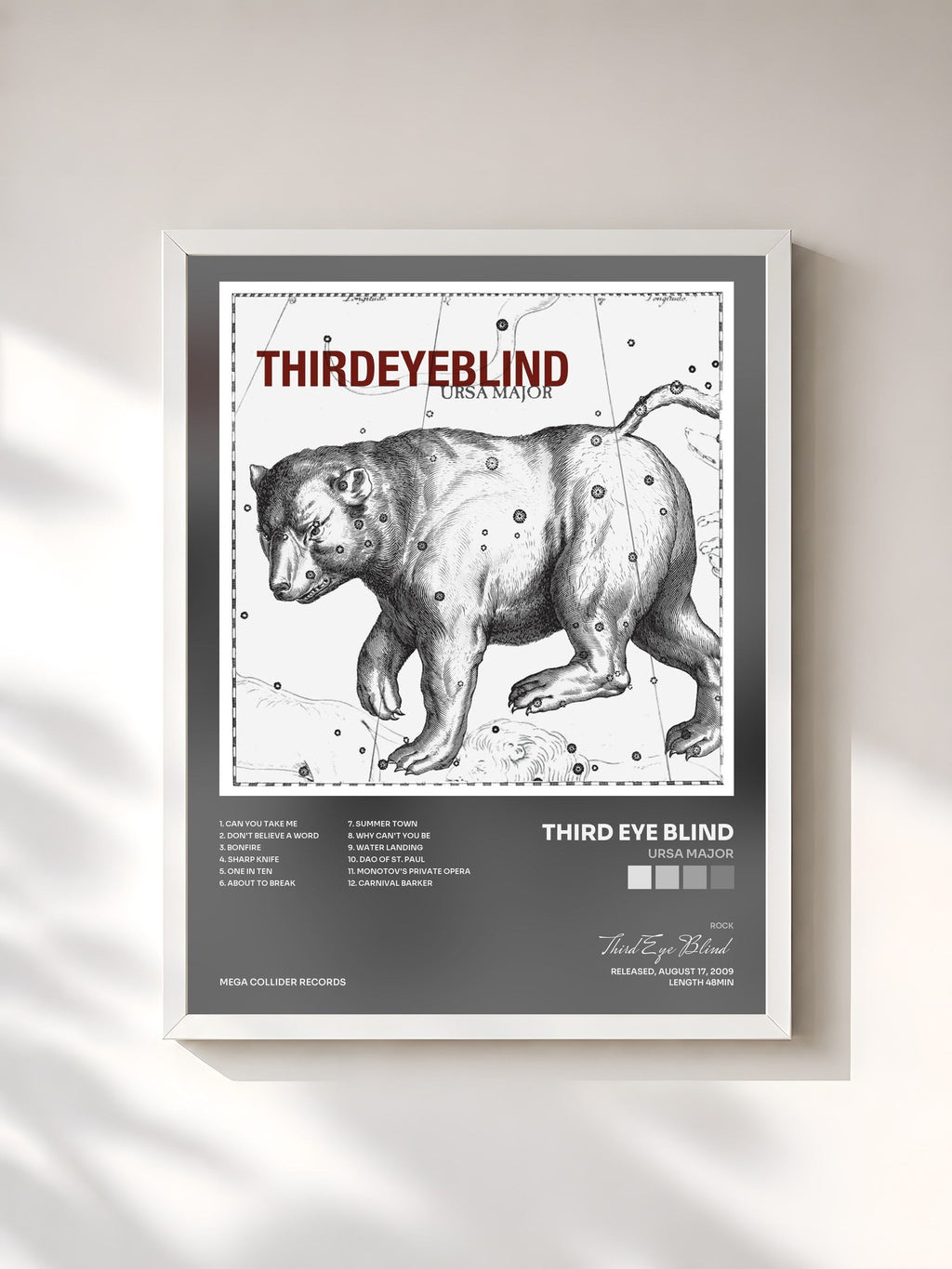 #blanc Tableau de l'album Ursa Major de Third Eye Blind, cadre blanc, imprimé et encadré en France