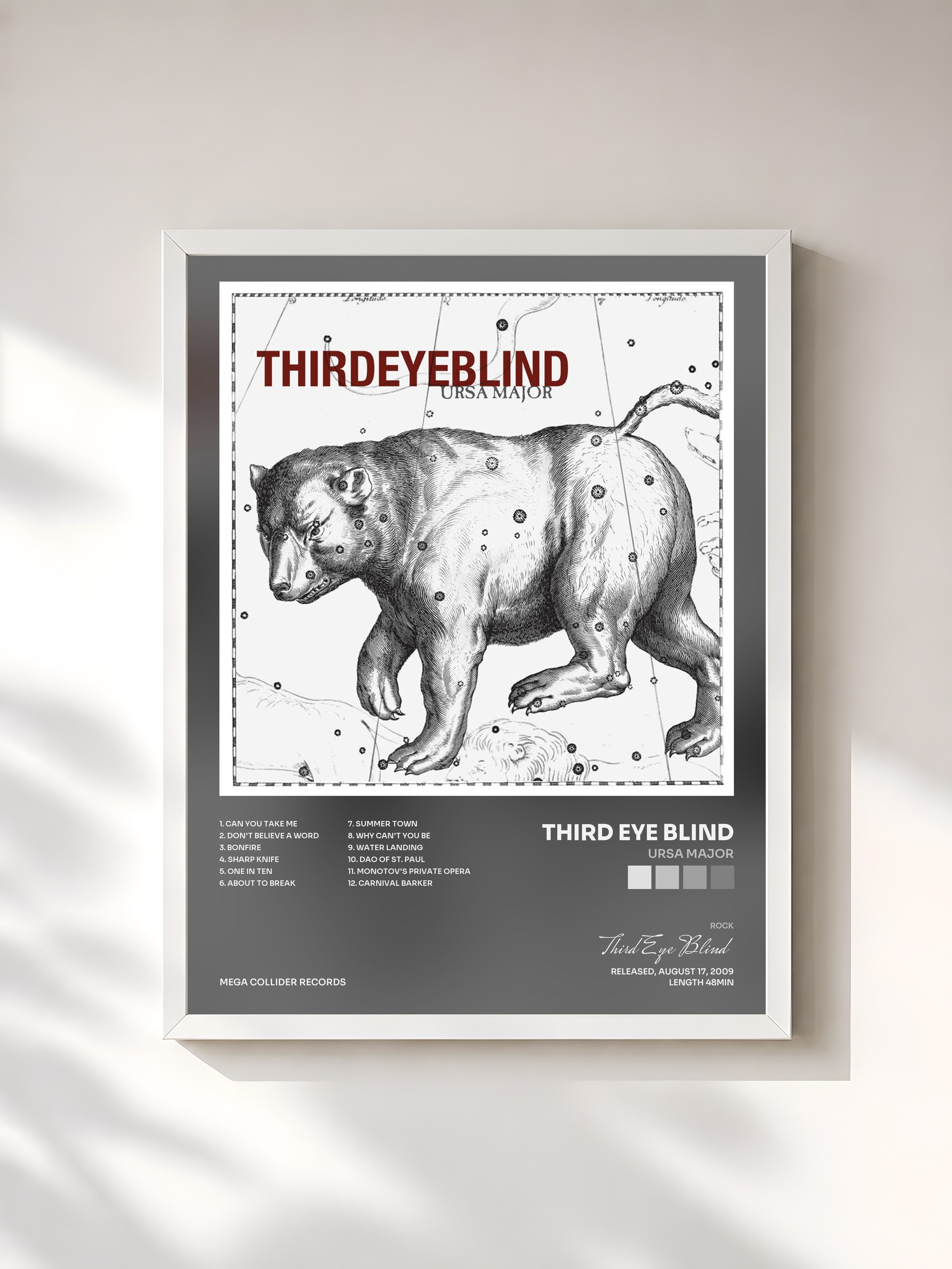 #blanc Tableau de l'album Ursa Major de Third Eye Blind, cadre blanc, imprimé et encadré en France