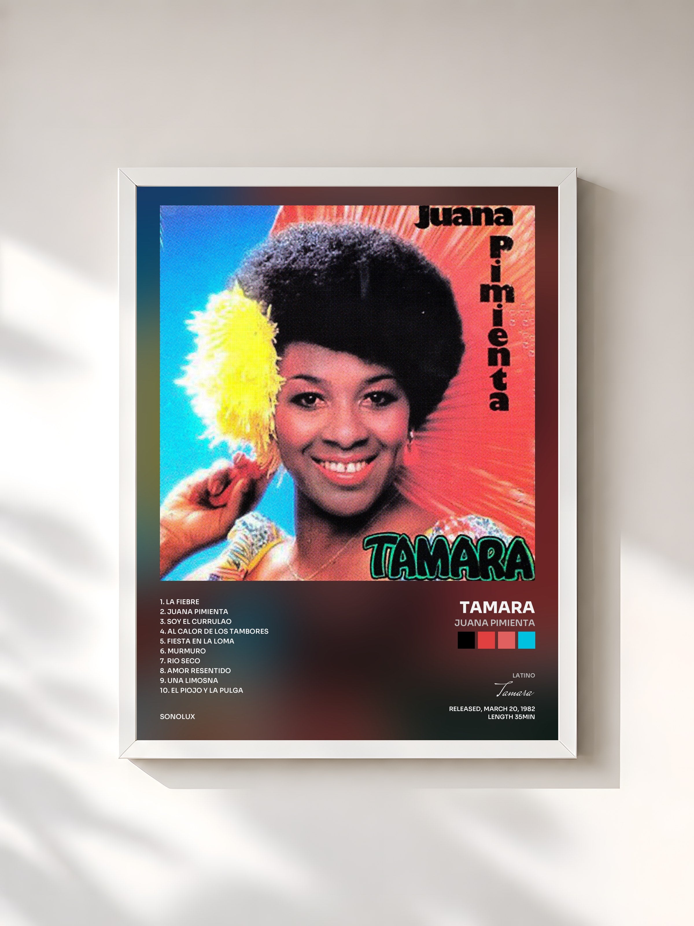 #blanc Tableau de l'album Juana Pimienta de Tamara, cadre blanc, imprimé et encadré en France