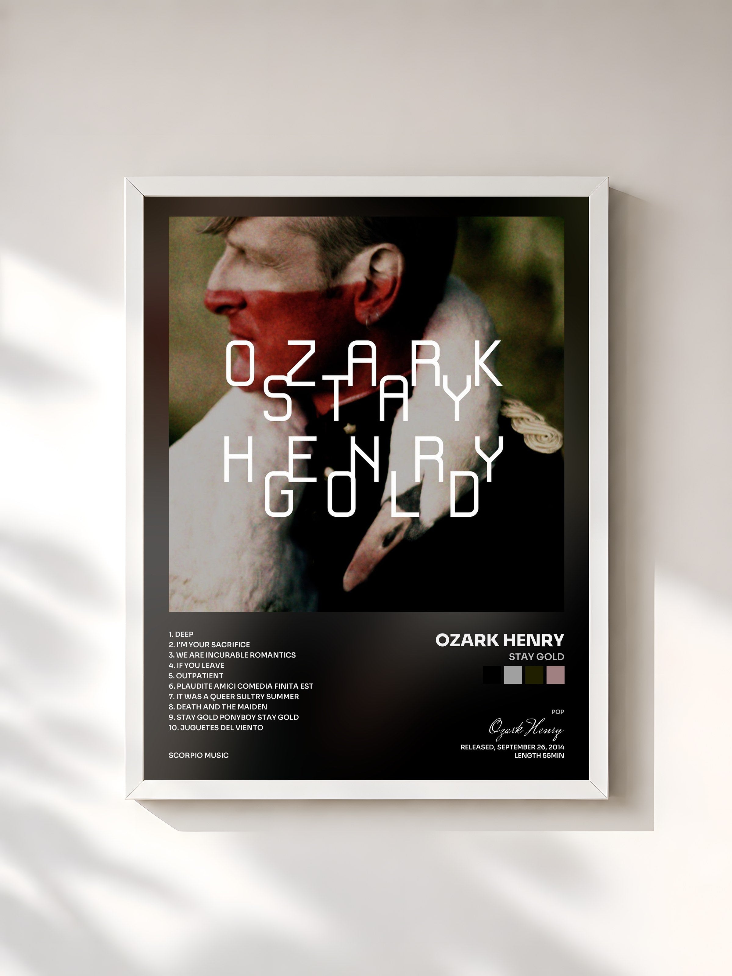 #blanc Tableau de l'album Stay Gold de Ozark Henry, cadre blanc, imprimé et encadré en France