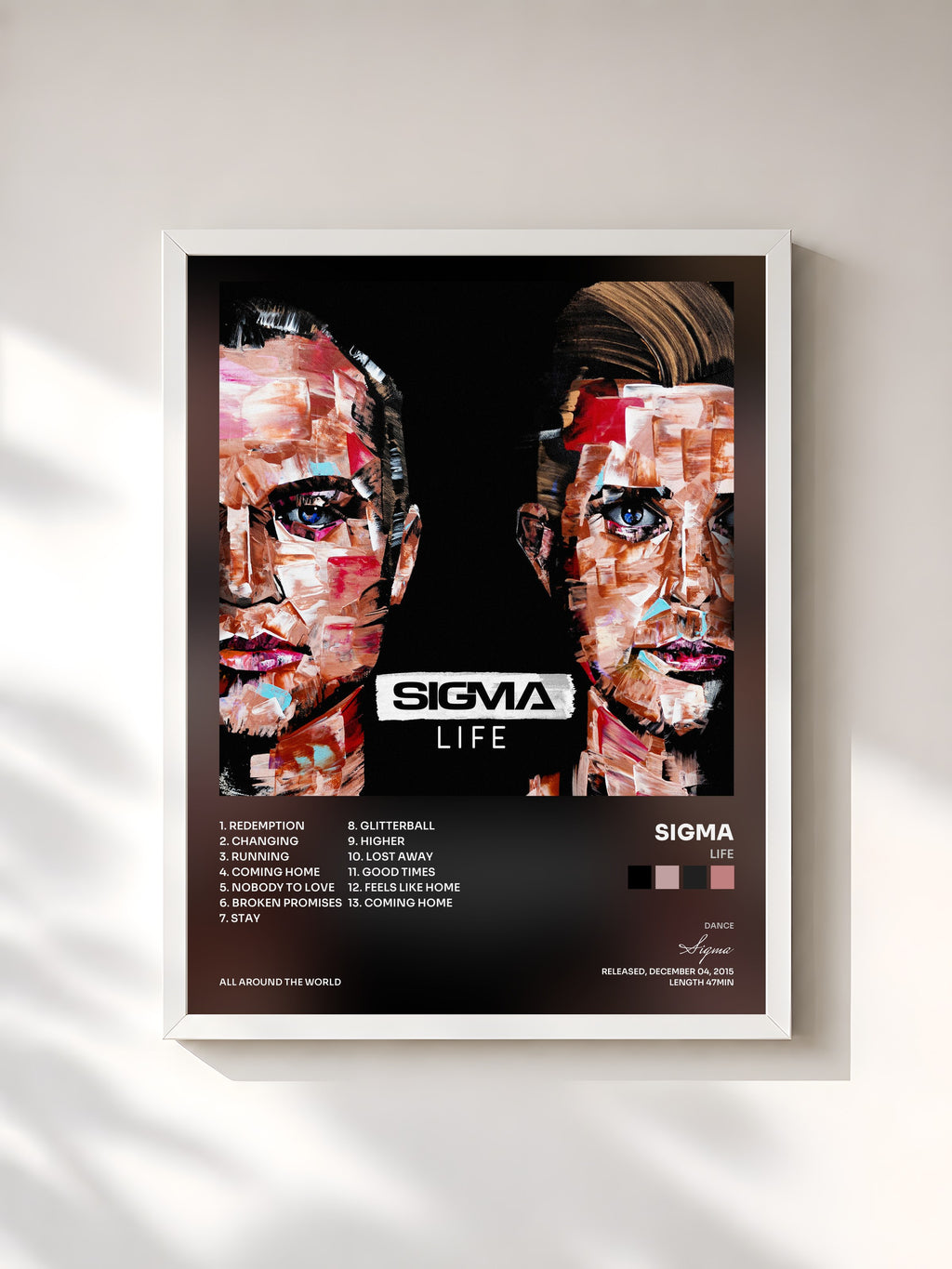 #blanc Life by Sigma as a framed art print, white frame, printed and framed in France
