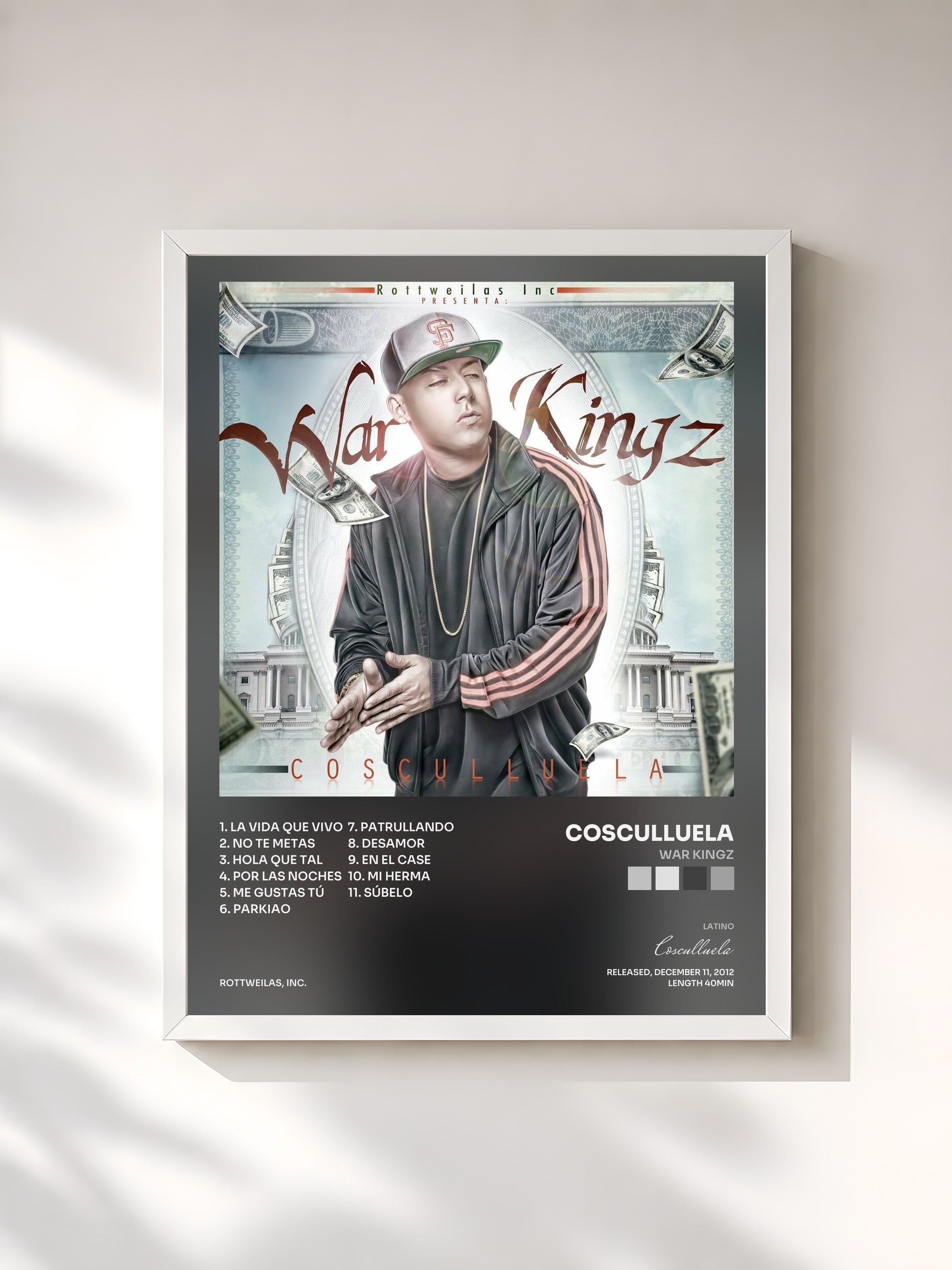 #blanc Tableau de l'album War Kingz de Cosculluela, cadre blanc, imprimé et encadré en France