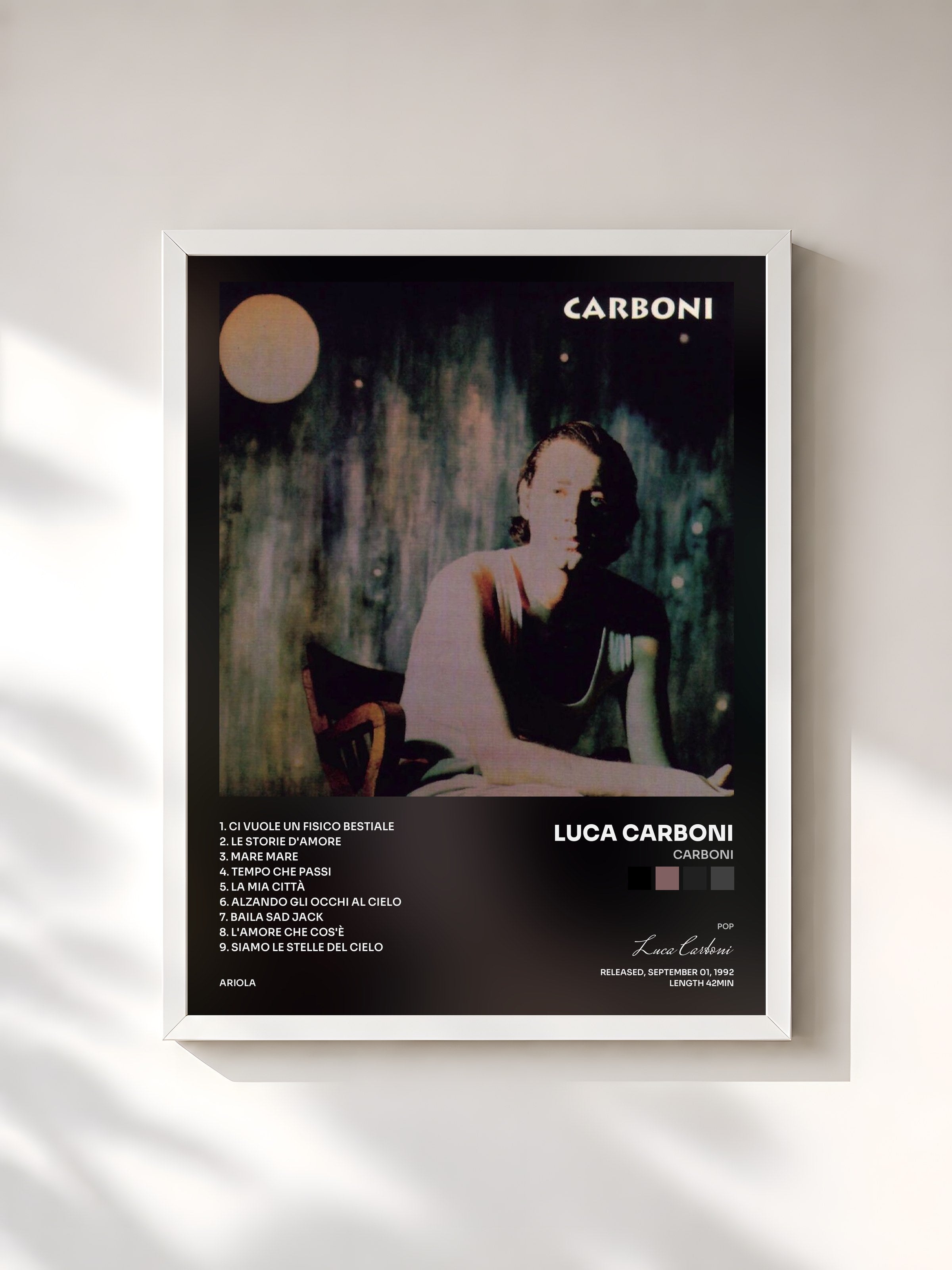 #blanc Tableau de l'album Carboni de Luca Carboni, cadre blanc, imprimé et encadré en France