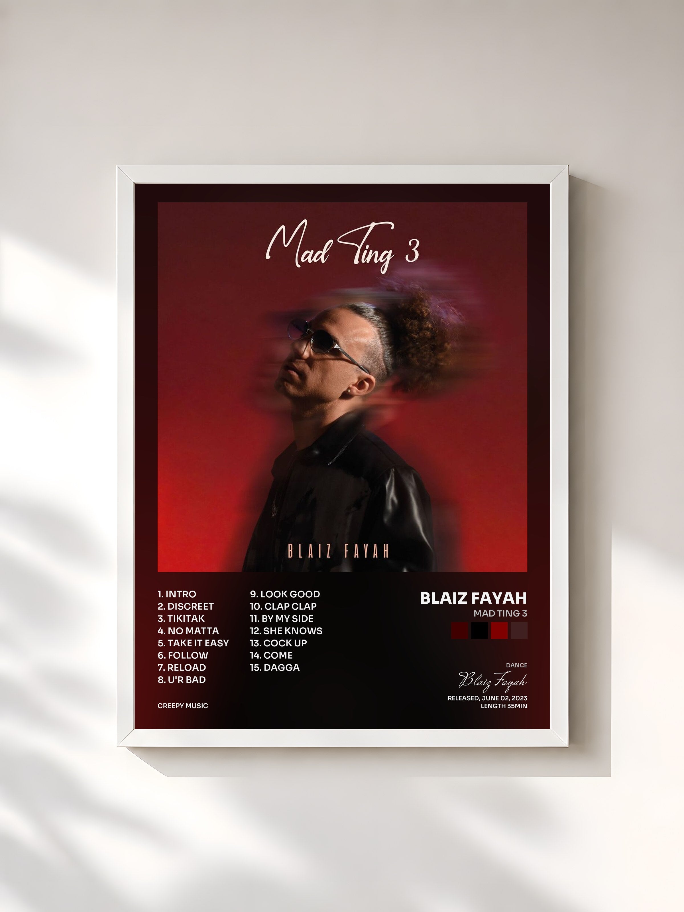 #blanc Tableau de l'album Mad Ting 3 de Blaiz Fayah, cadre blanc, imprimé et encadré en France