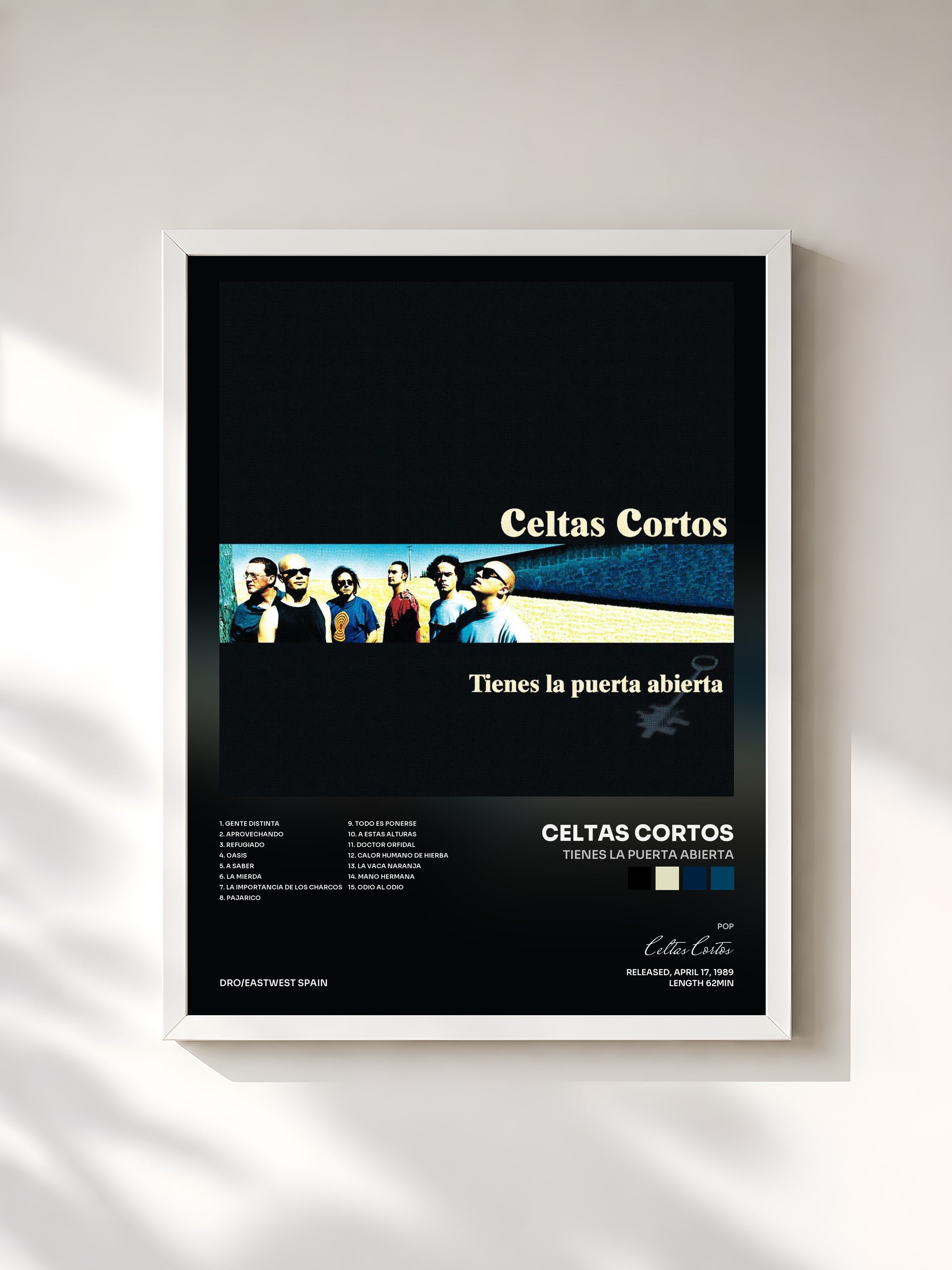 #blanc Tableau de l'album Tienes La Puerta Abierta de Celtas Cortos, cadre blanc, imprimé et encadré en France