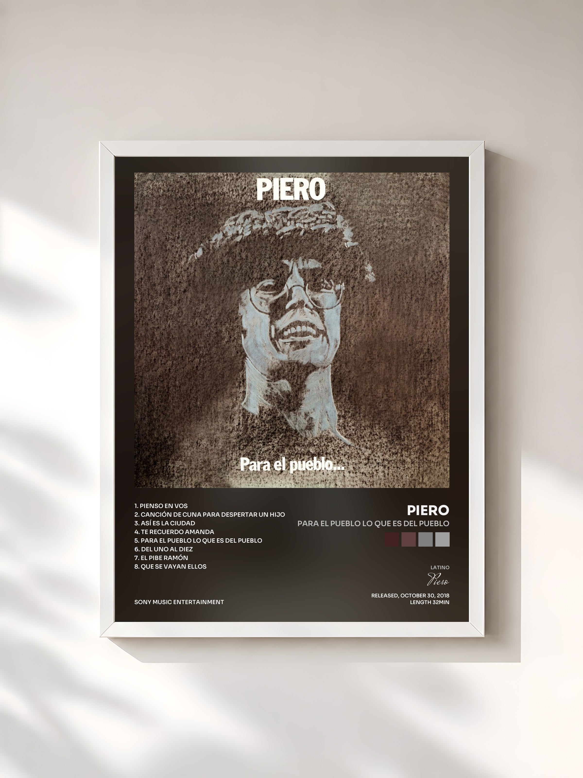 #blanc Tableau de l'album Para el Pueblo lo Que Es del Pueblo de Piero, cadre blanc, imprimé et encadré en France