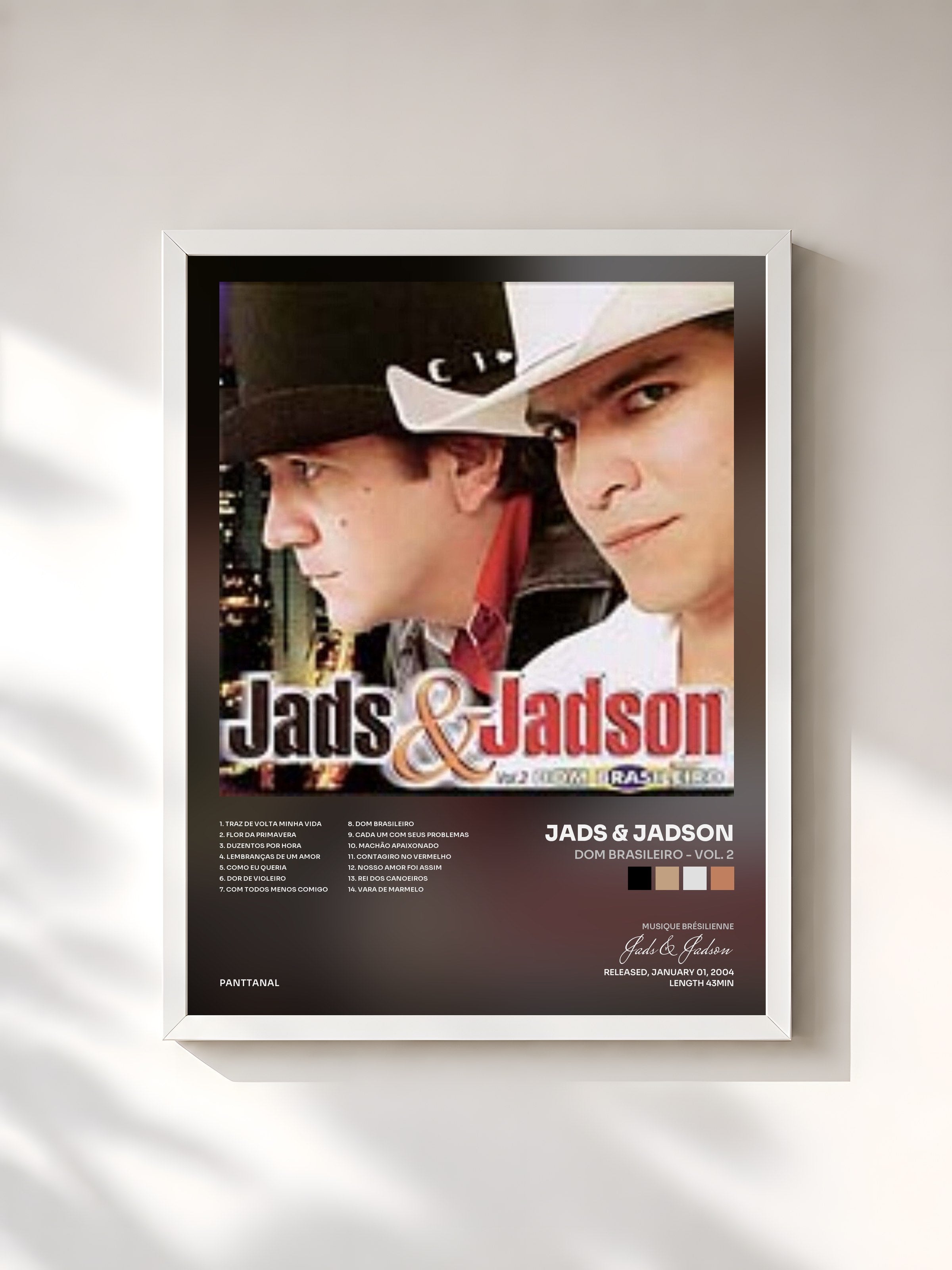 #blanc Tableau de l'album Dom Brasileiro - Vol. 2 de Jads & Jadson, cadre blanc, imprimé et encadré en France