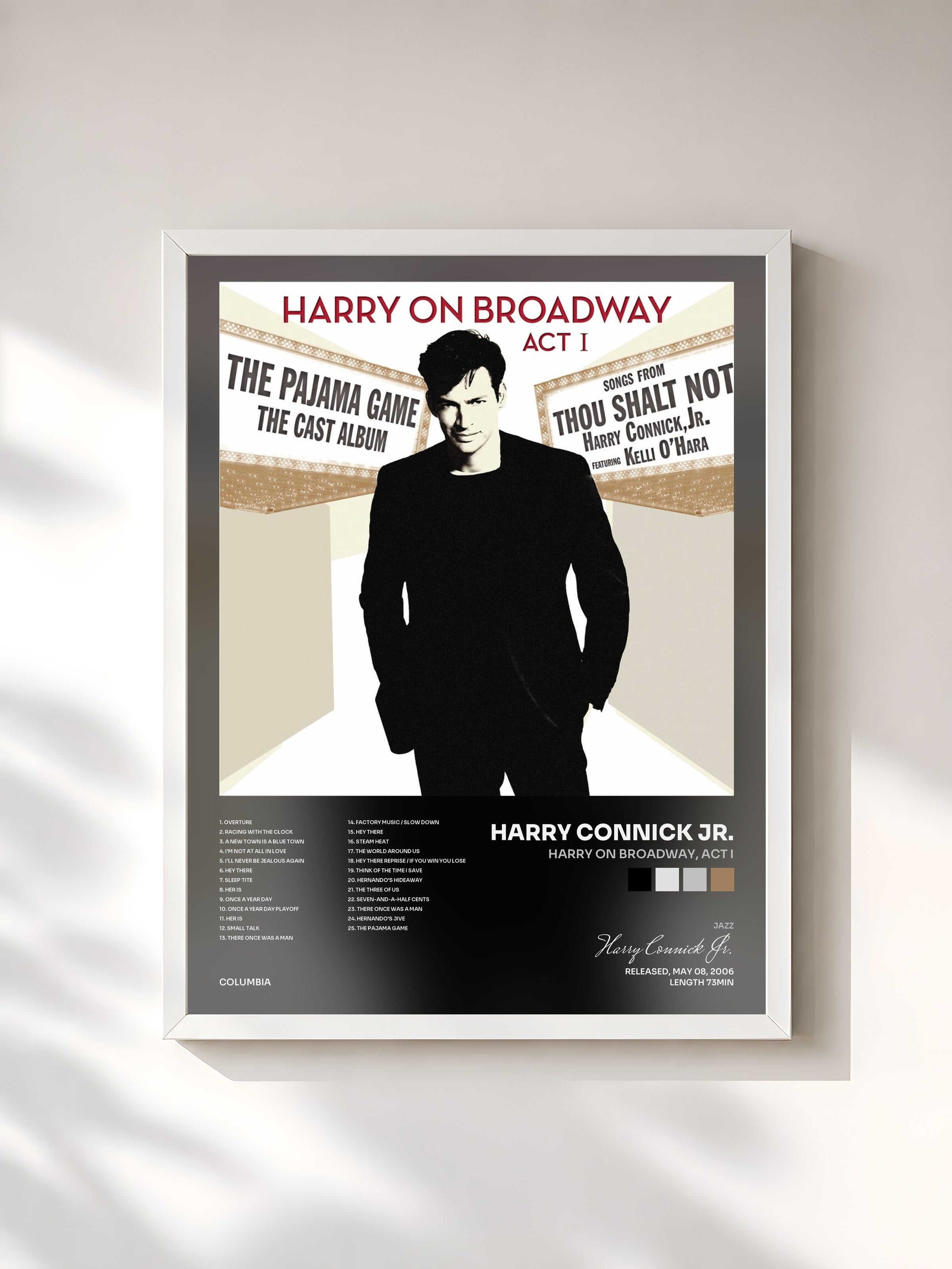 #blanc Tableau de l'album Harry On Broadway, Act I de Harry Connick Jr., cadre blanc, imprimé et encadré en France