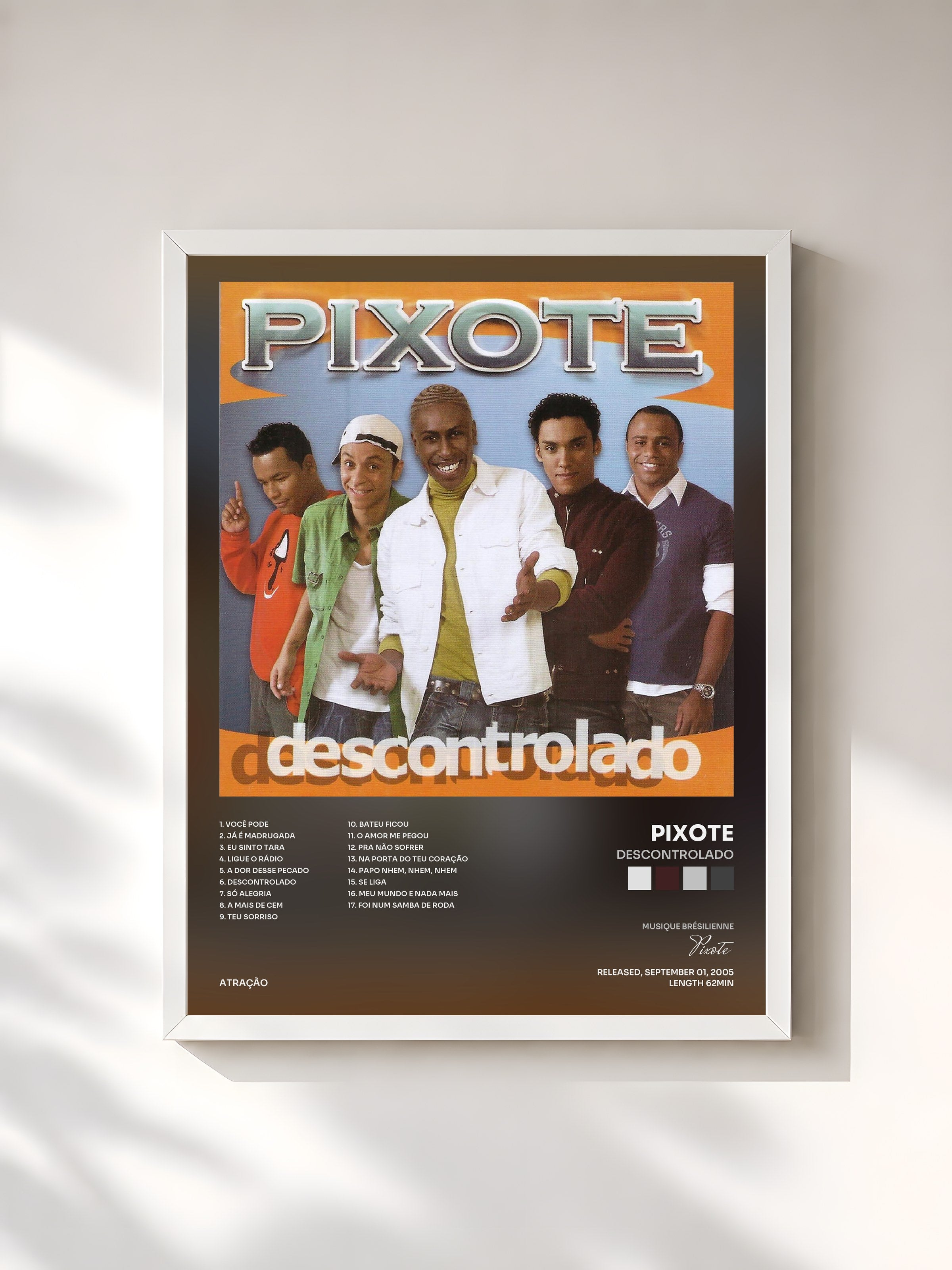 #blanc Tableau de l'album Descontrolado de Pixote, cadre blanc, imprimé et encadré en France