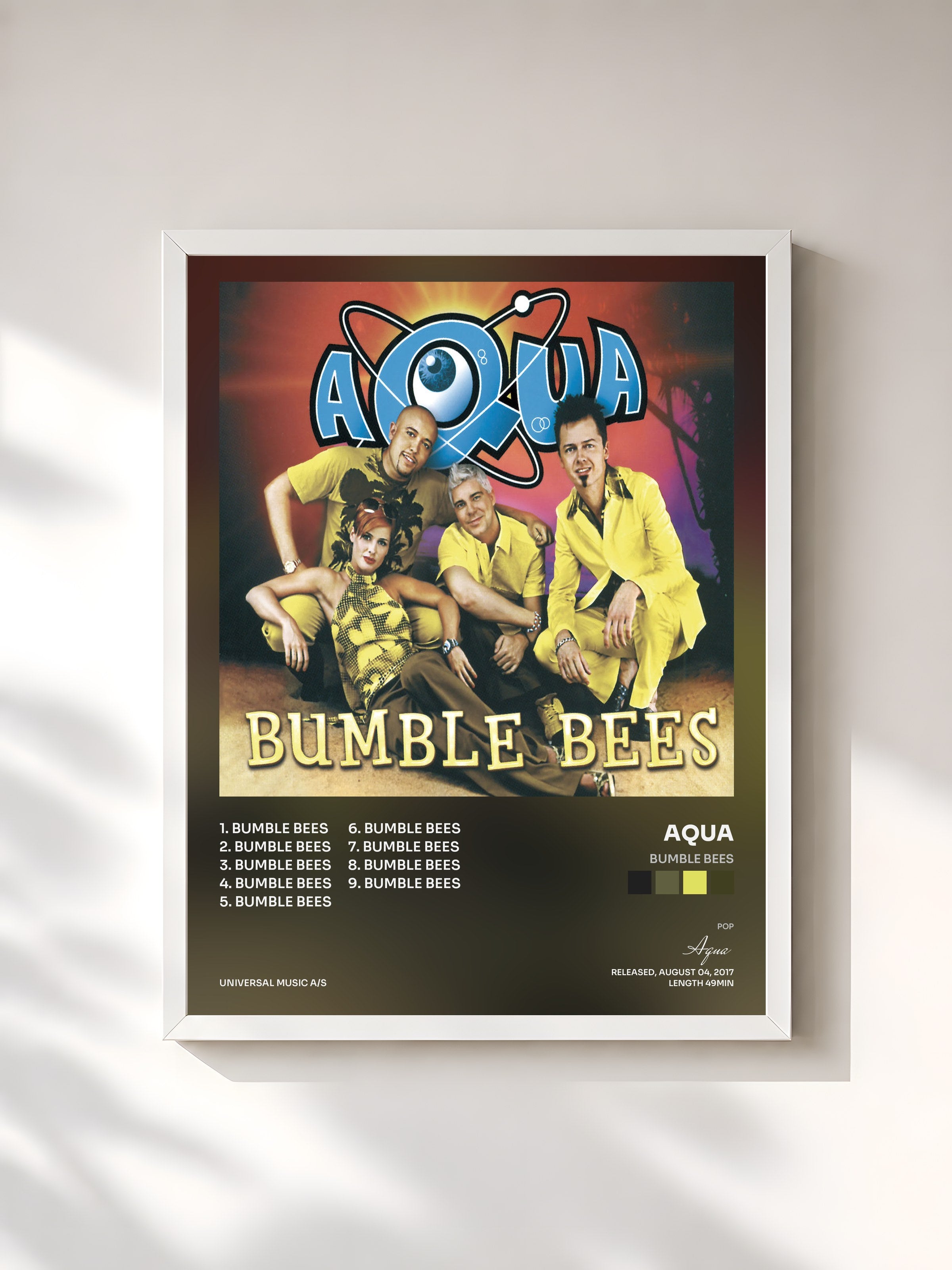 #blanc Tableau de l'album Bumble Bees de Aqua, cadre blanc, imprimé et encadré en France