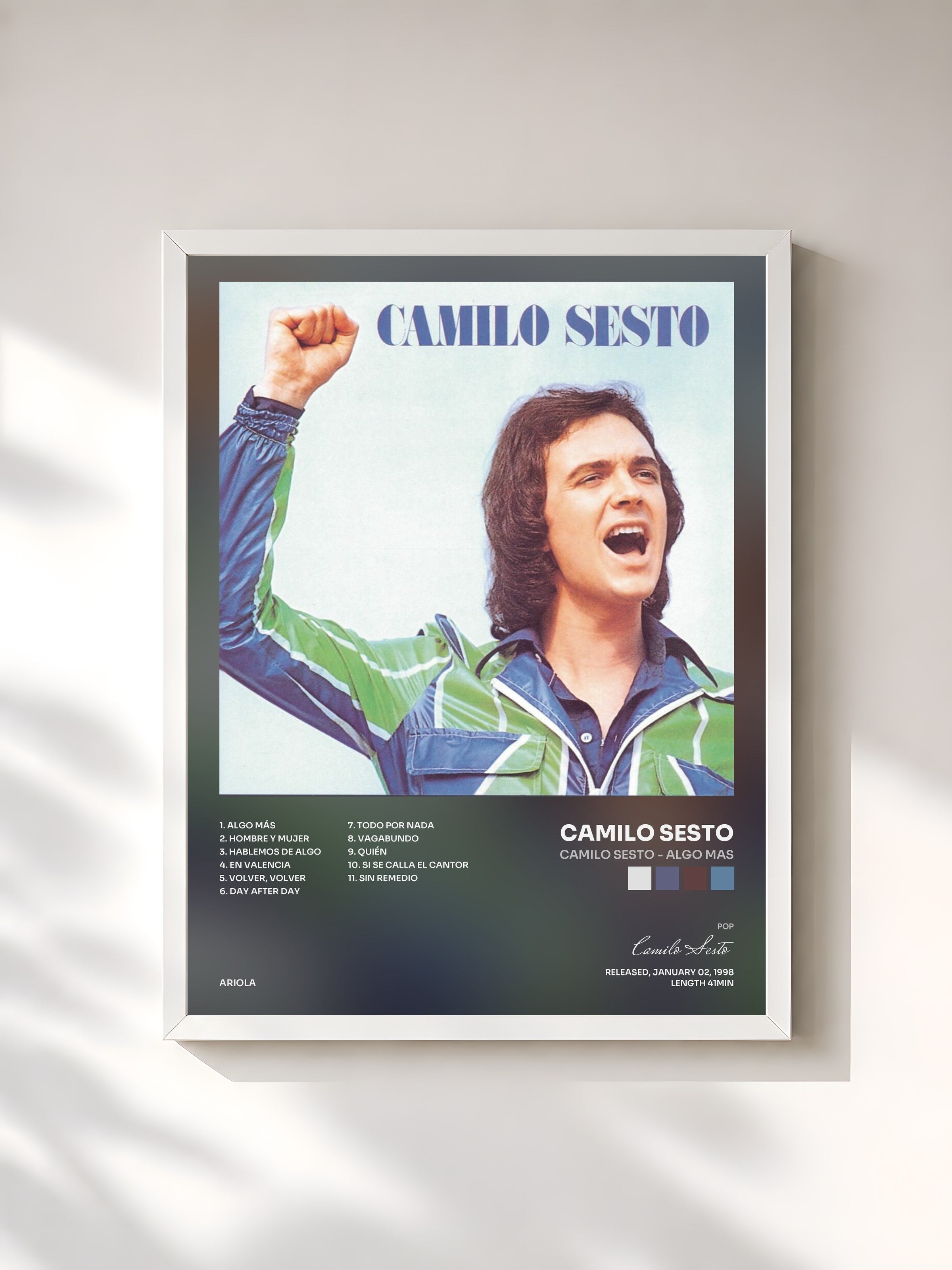#blanc Tableau de l'album Camilo Sesto - Algo Mas de Camilo Sesto, cadre blanc, imprimé et encadré en France