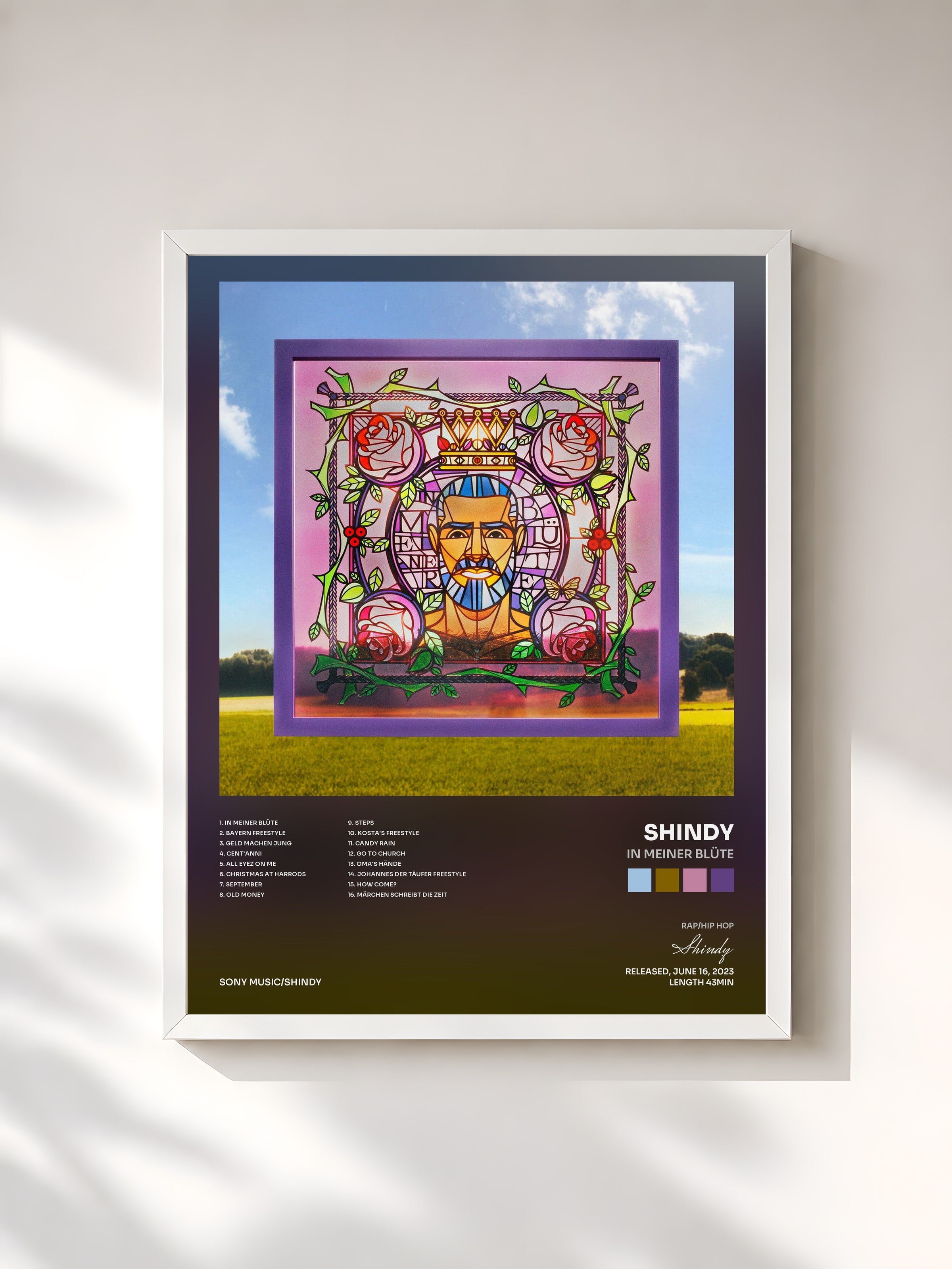 #blanc Tableau de l'album In meiner Blüte de Shindy, cadre blanc, imprimé et encadré en France