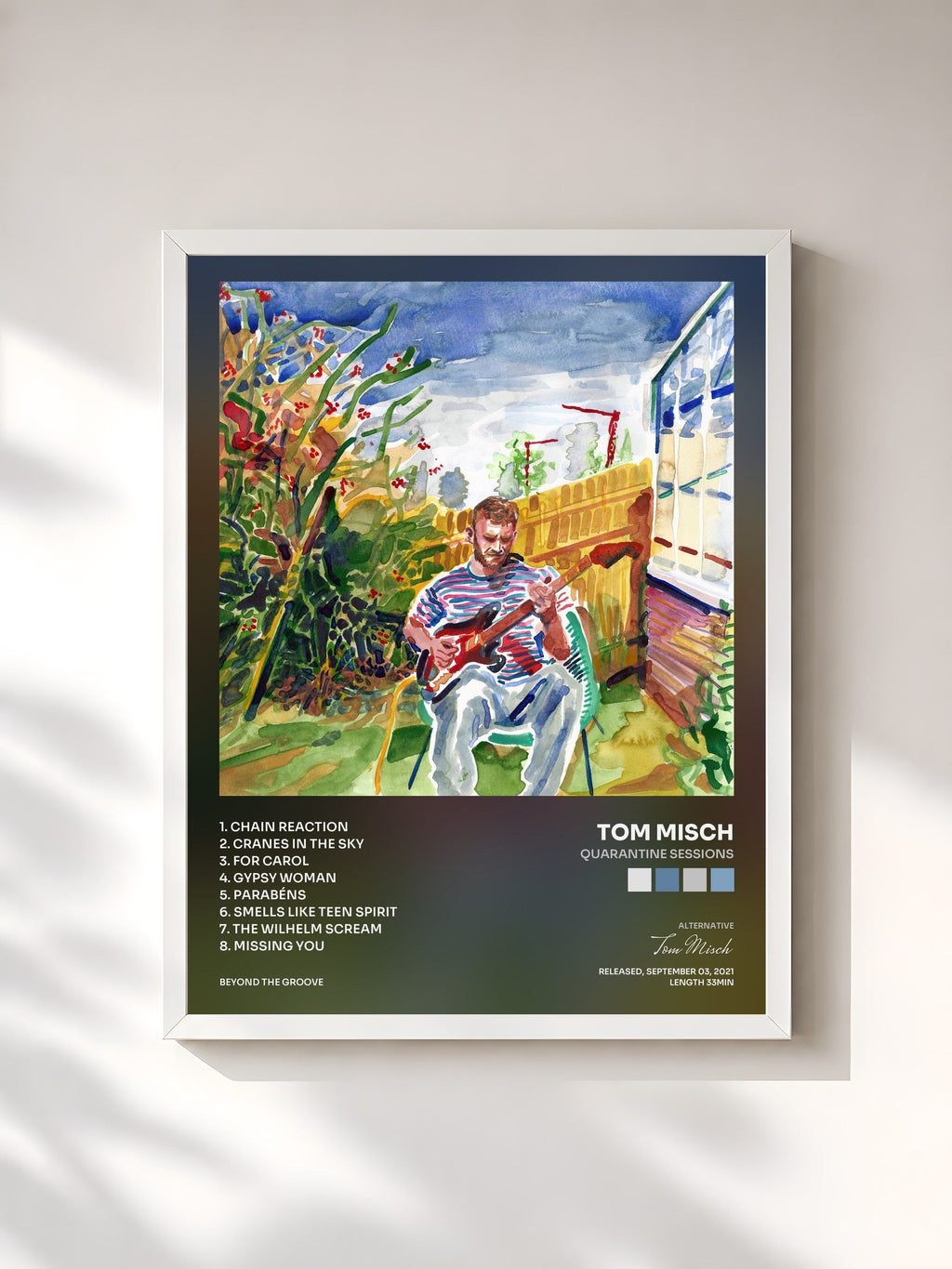 #blanc Quarantine Sessions by Tom Misch as a framed art print, white frame, printed and framed in France