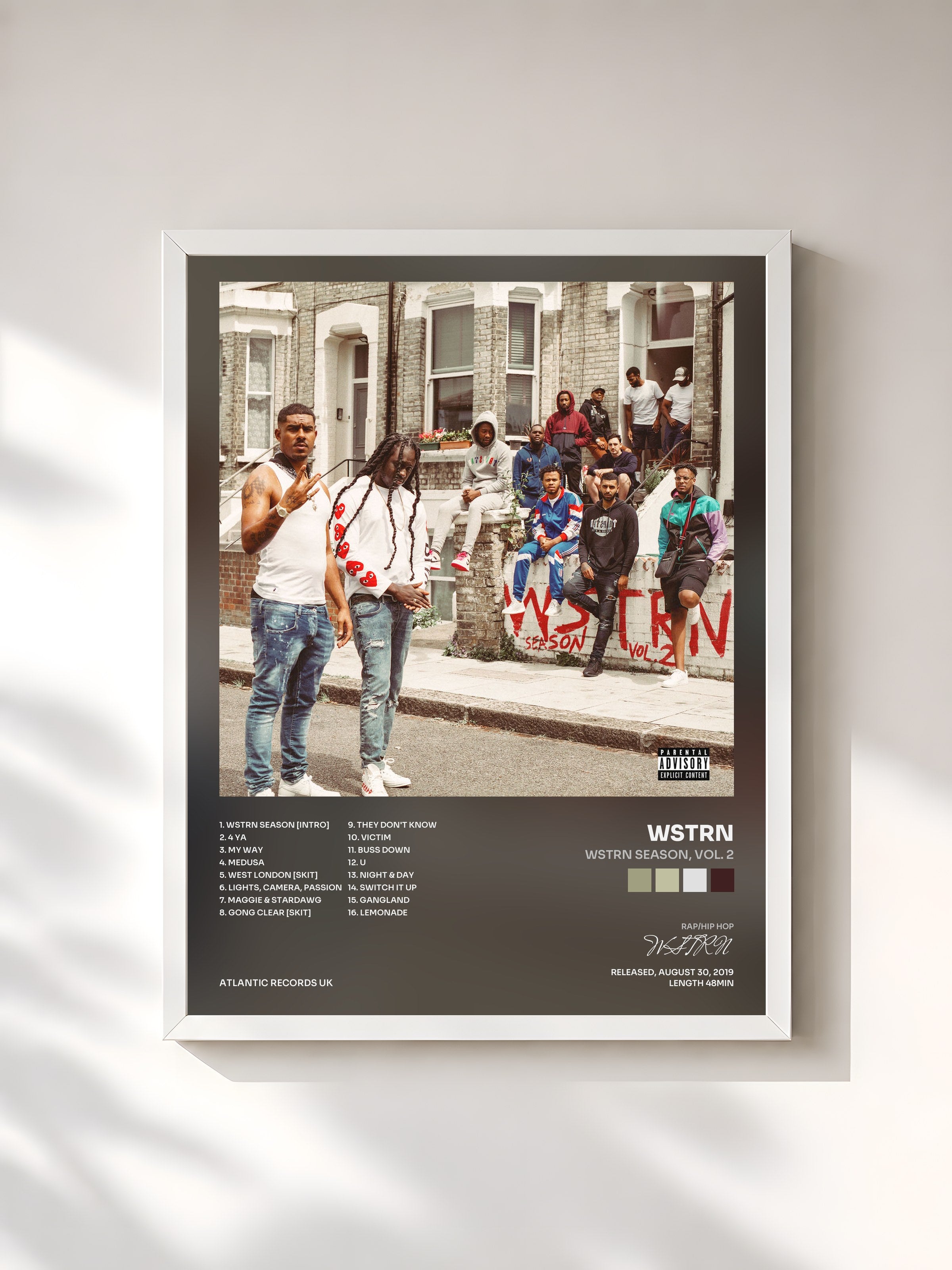 #blanc Tableau de l'album WSTRN Season, Vol. 2 de WSTRN, cadre blanc, imprimé et encadré en France