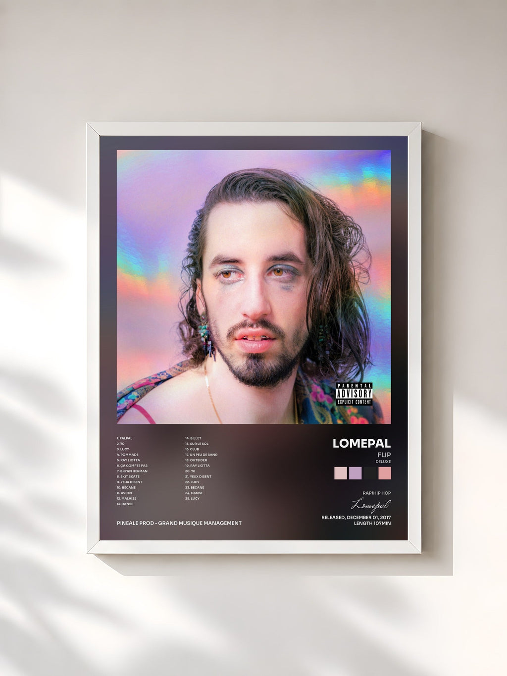 #blanc FLIP (Deluxe) von Lomepal als gerahmter Kunstdruck, weißer Rahmen, gedruckt und gerahmt in Frankreich