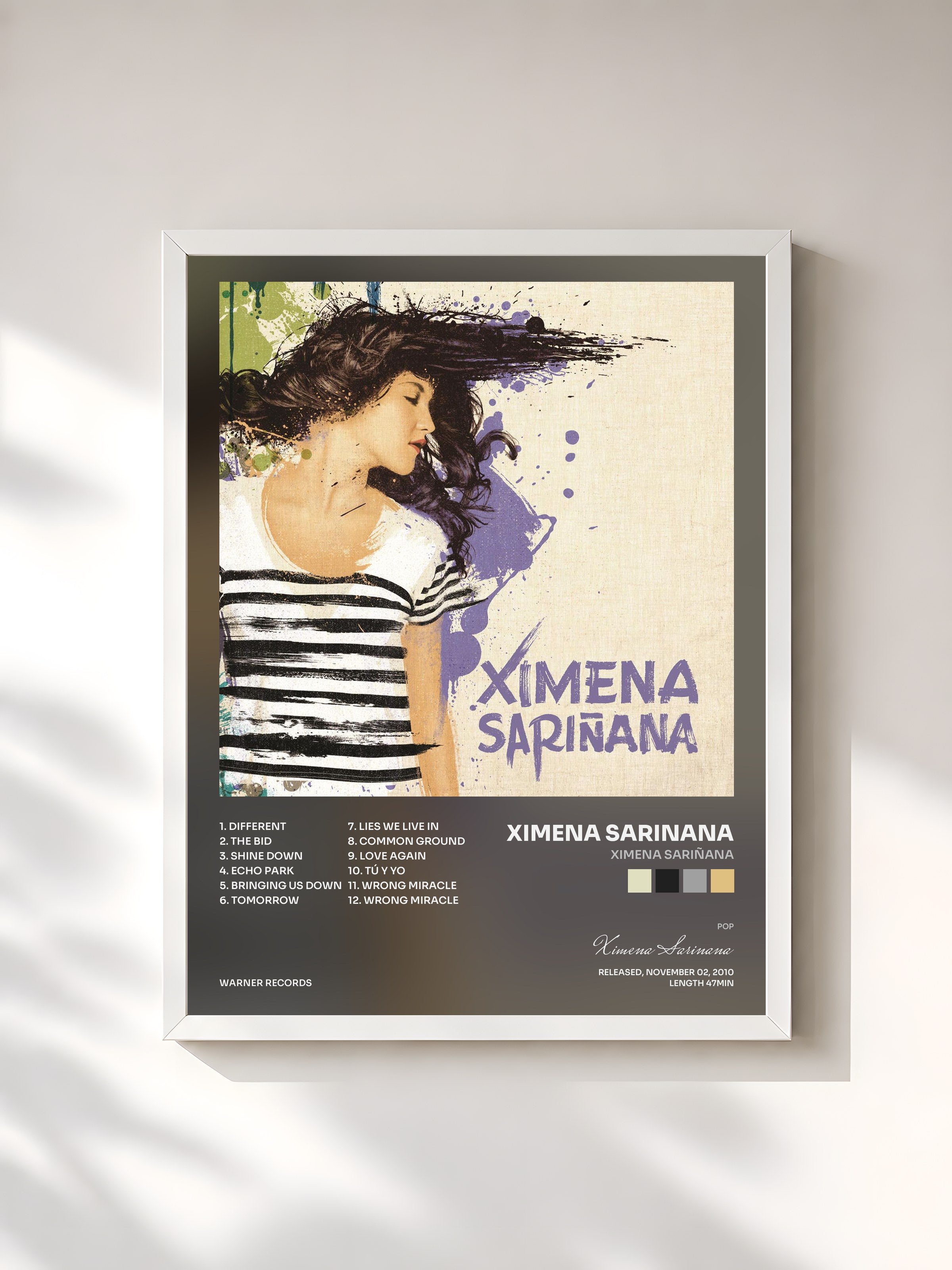 #blanc Tableau de l'album Ximena Sariñana de Ximena Sarinana, cadre blanc, imprimé et encadré en France