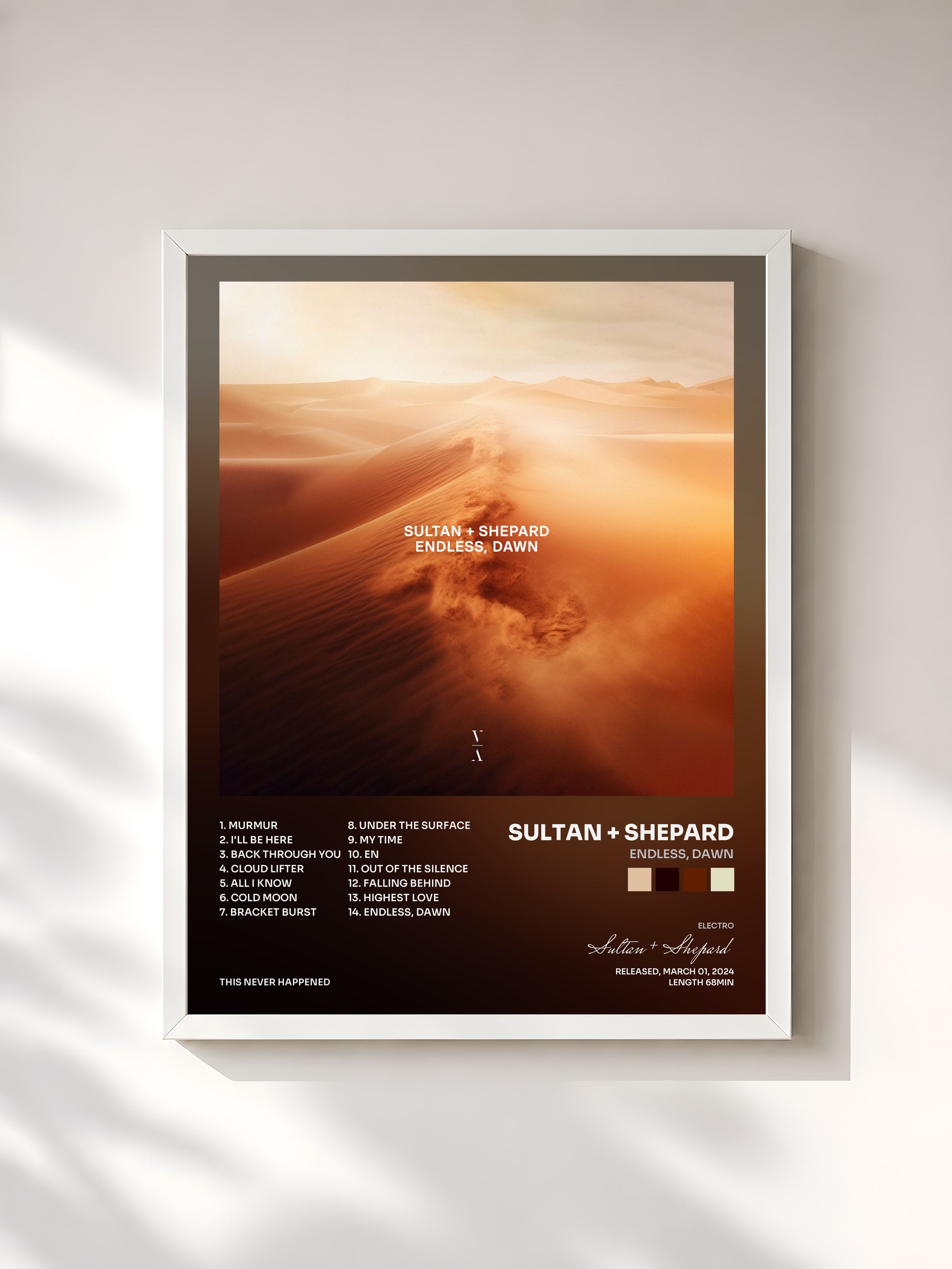 #blanc Tableau de l'album Endless, Dawn de Sultan + Shepard, cadre blanc, imprimé et encadré en France