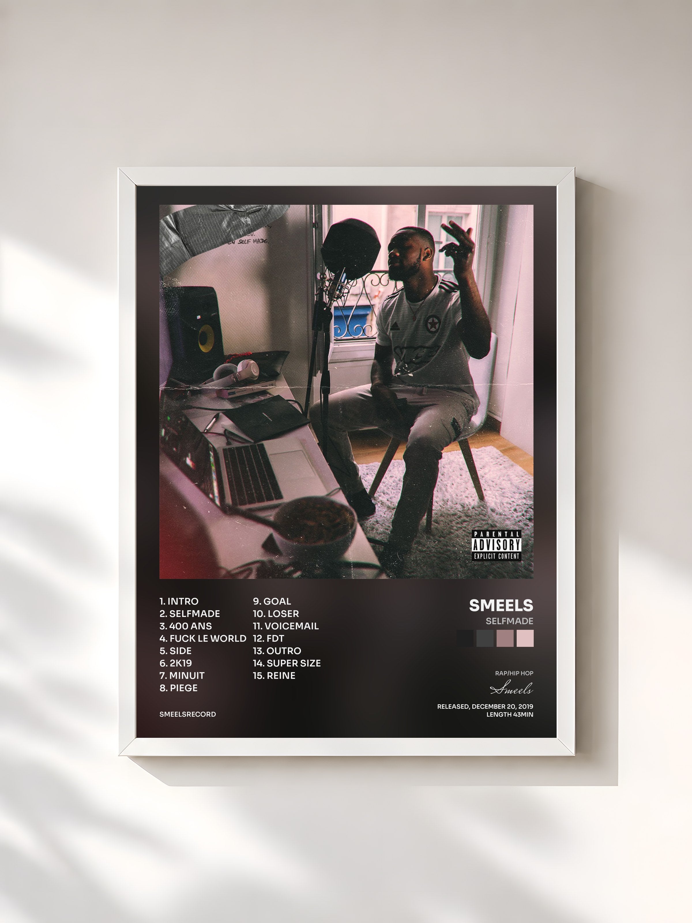 #blanc Tableau de l'album Selfmade de Smeels, cadre blanc, imprimé et encadré en France