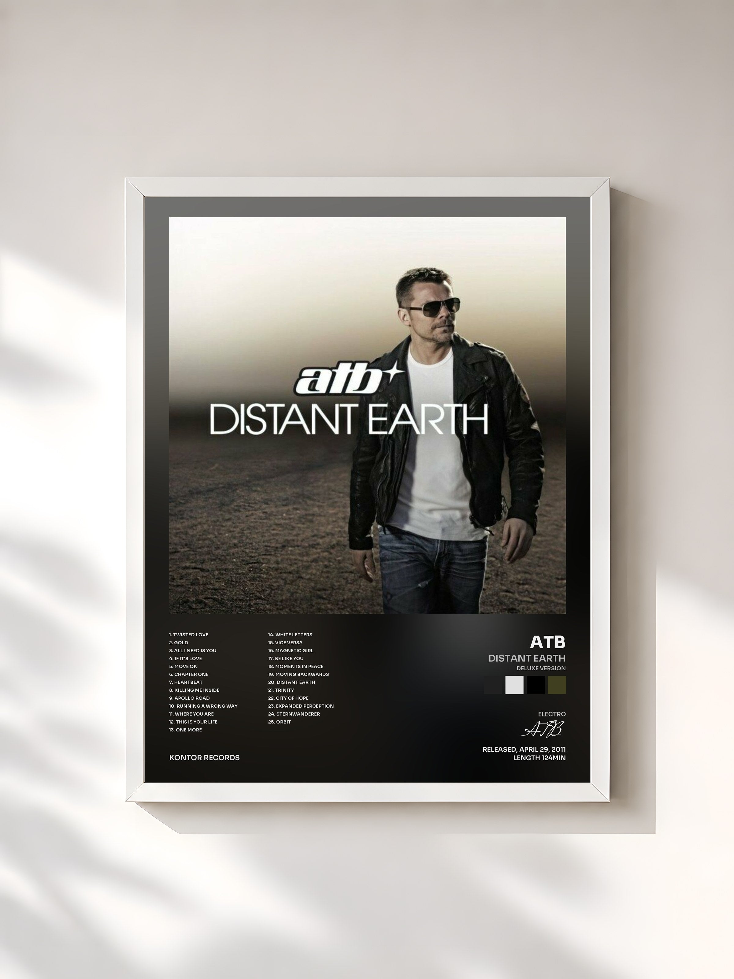 #blanc Tableau de l'album Distant Earth (Deluxe Version) de ATB, cadre blanc, imprimé et encadré en France