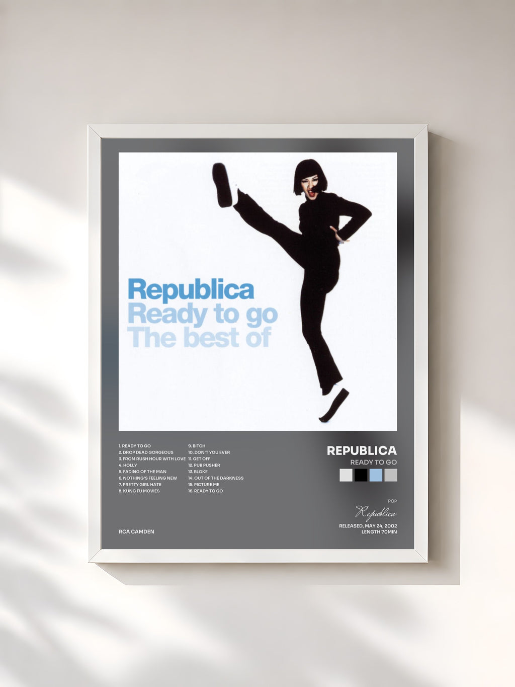 #blanc Tableau de l'album Ready To Go de Republica, cadre blanc, imprimé et encadré en France