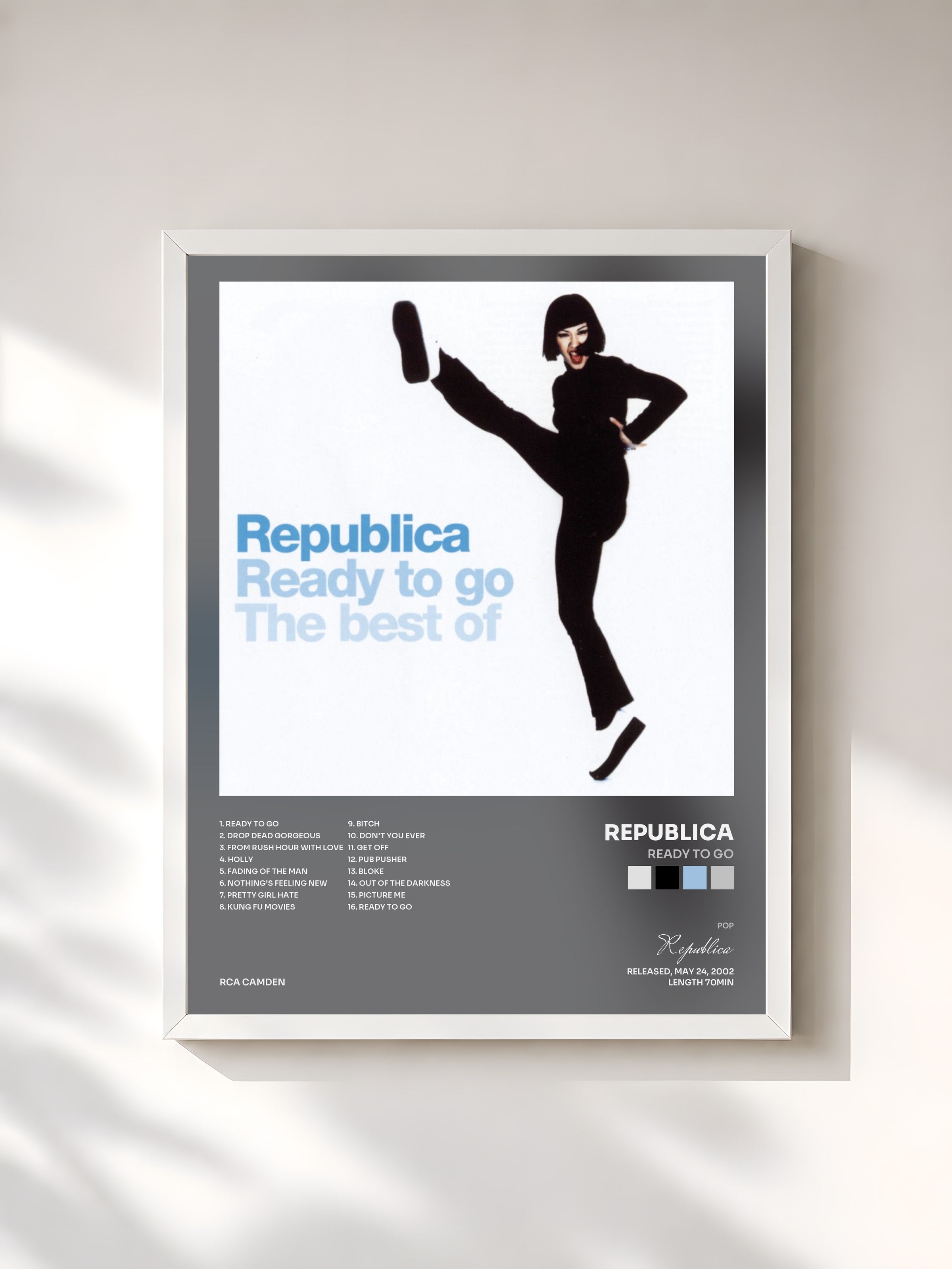 #blanc Tableau de l'album Ready To Go de Republica, cadre blanc, imprimé et encadré en France