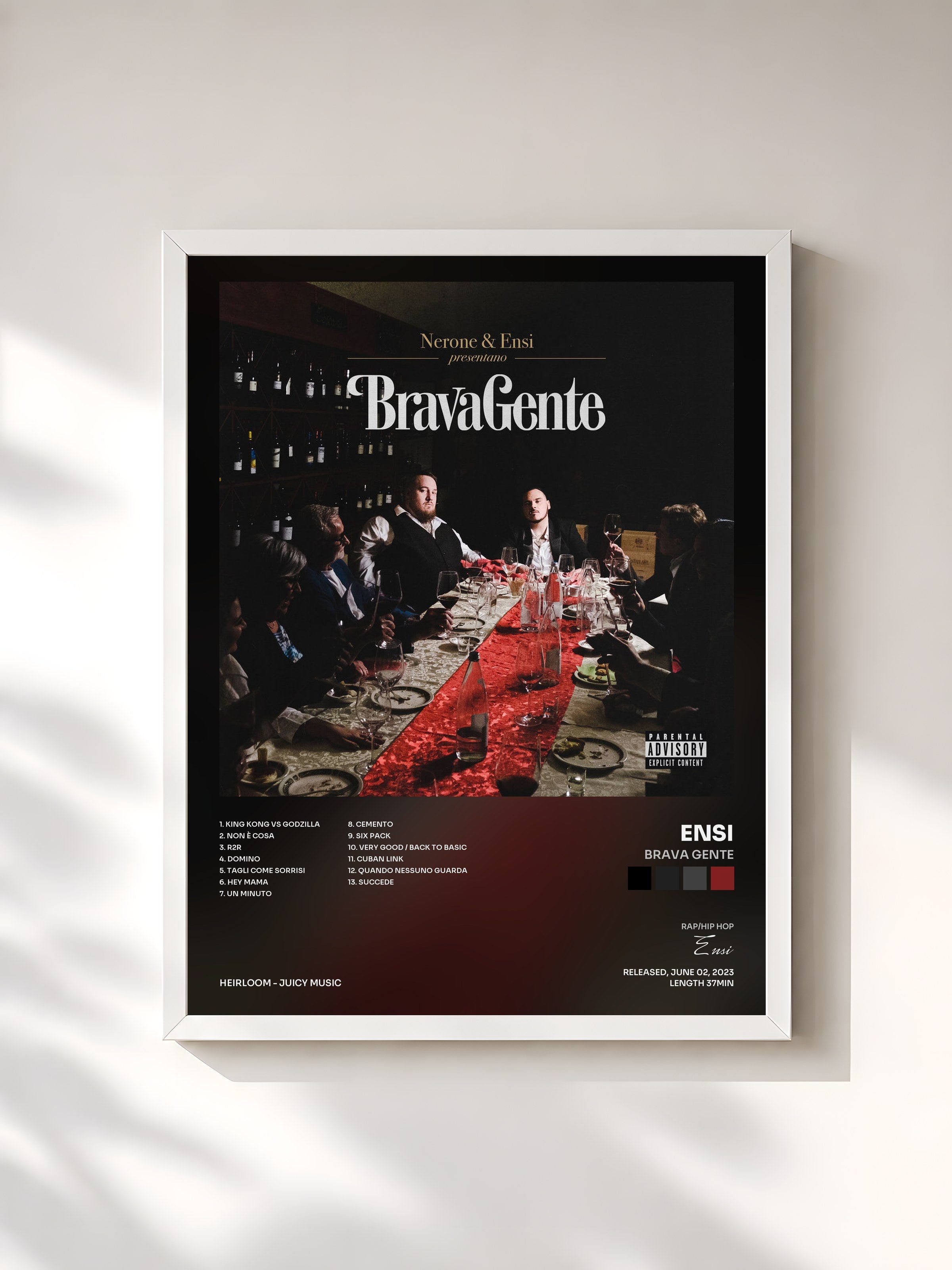 #blanc Tableau de l'album BRAVA GENTE de Ensi, cadre blanc, imprimé et encadré en France