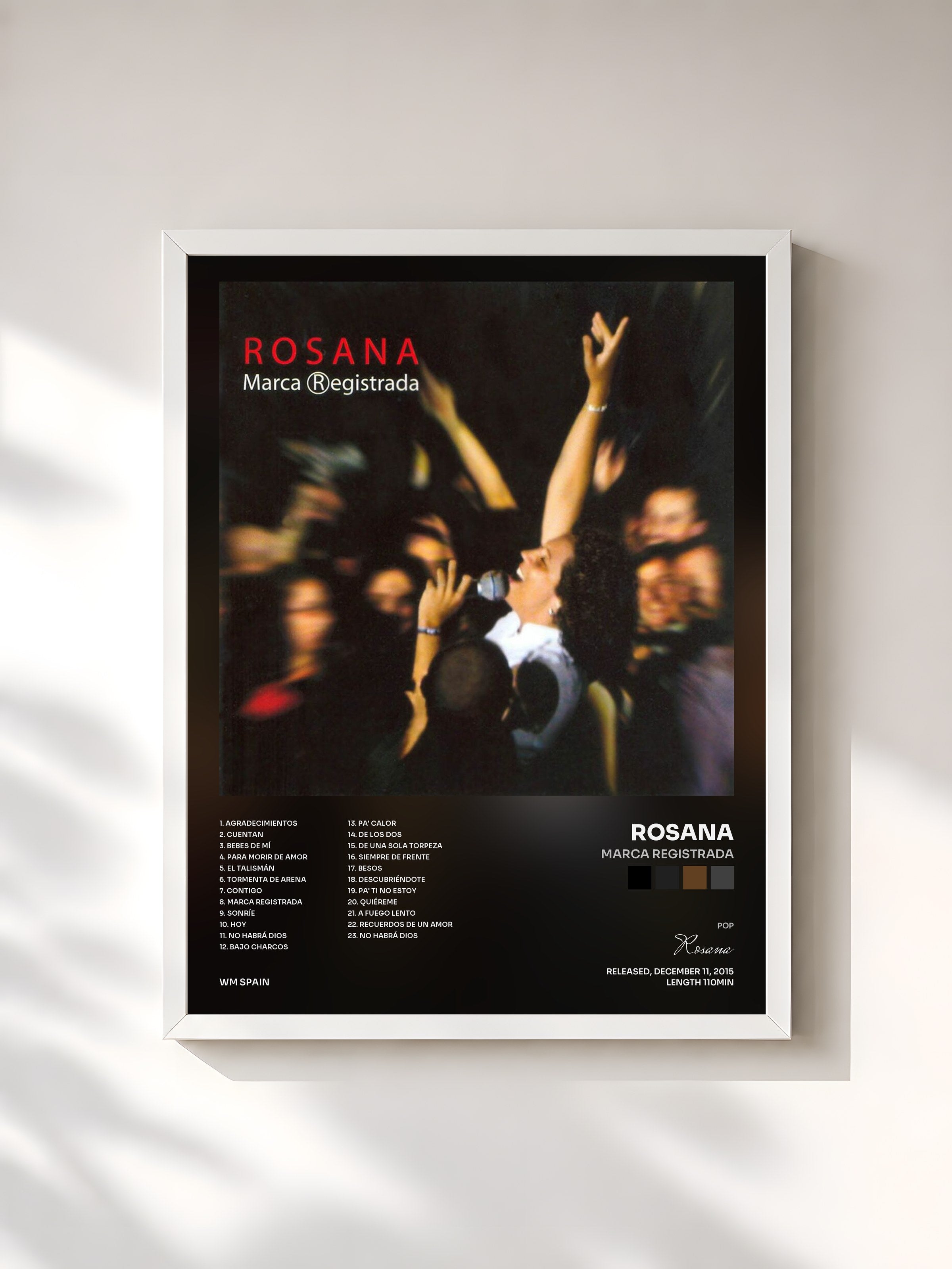 #blanc Tableau de l'album Marca Registrada de Rosana, cadre blanc, imprimé et encadré en France