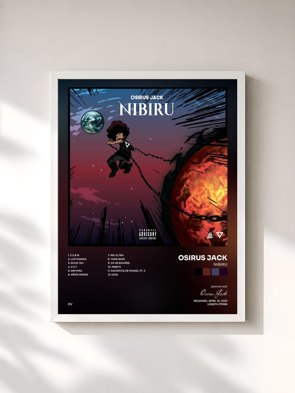 #blanc Tableau de l'album Nibiru de Osirus Jack, cadre blanc, imprimé et encadré en France
